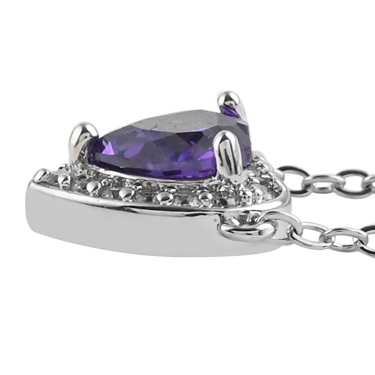 SHOP LC DELIVERING JOY Dark Purple Cubic Zirconia CZ Glass Silvertone Necklace for Women Jewelry for Women Size 18" Ct 0.16 Birthday Christmas Gifts - Image 3