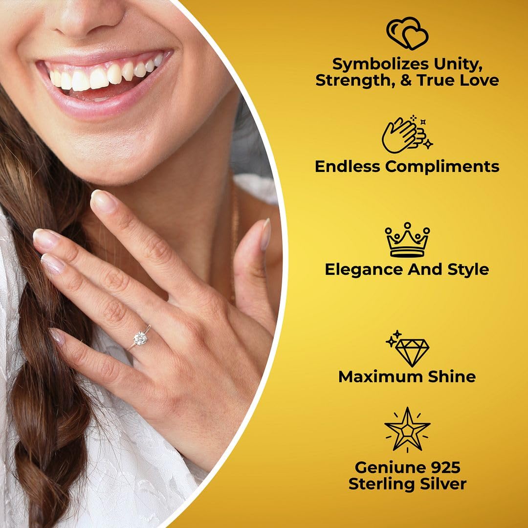 SHOP LC DELIVERING JOY Diamond Jewelry for Women - Lab Grown Engagement Ring in 925 Sterling Silver Birthday Wedding Anniversary Birthday Christmas Gifts 0.5 Carat Size - 7 - Image 4