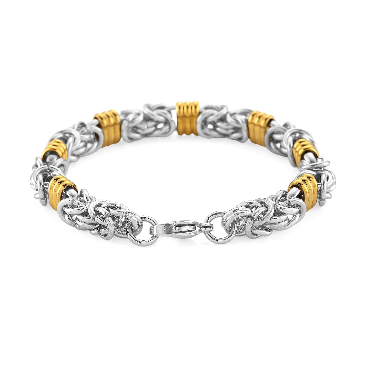 SHOP LC DELIVERING JOY Fashionable TwoTone Byzantine Chain Bracelet in ION Plated Yellow Gold and Stainless Steel 8.00 In Christmas Gifts - Image 4