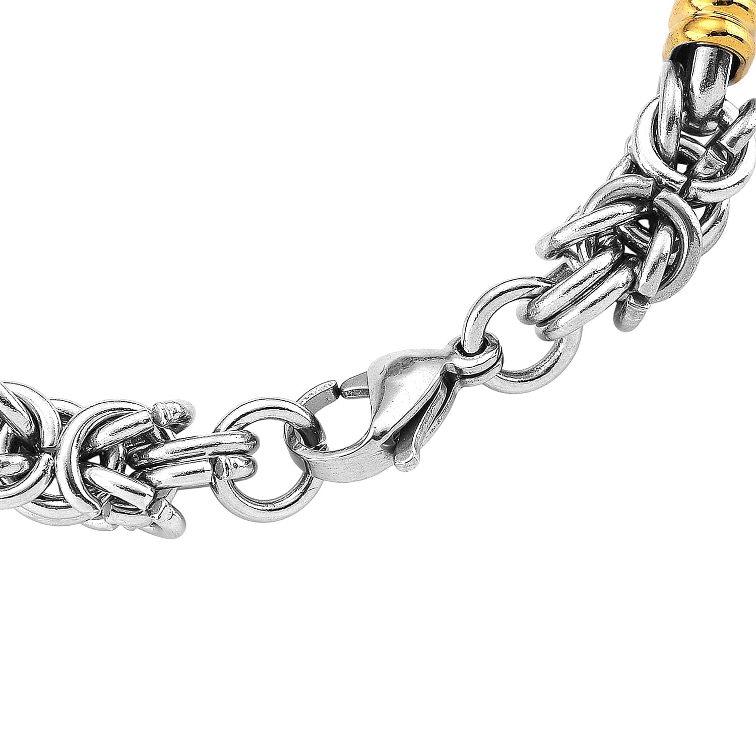 SHOP LC DELIVERING JOY Fashionable TwoTone Byzantine Chain Bracelet in ION Plated Yellow Gold and Stainless Steel 8.00 In Christmas Gifts - Image 5