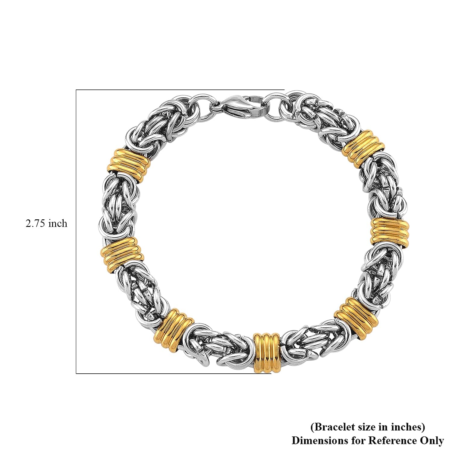 SHOP LC DELIVERING JOY Fashionable TwoTone Byzantine Chain Bracelet in ION Plated Yellow Gold and Stainless Steel 8.00 In Christmas Gifts - Image 6