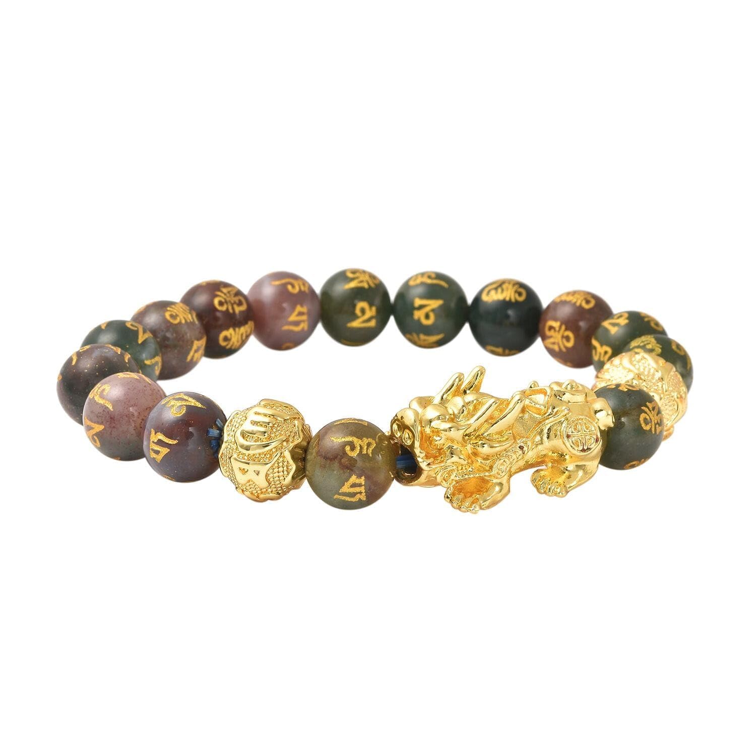 SHOP LC DELIVERING JOY Feng Shui Wealth Bracelet for Men Women, Beads Stretchable Good Luck Bracelet Gold Plated Dragon Lucky 6.50" Birthday Christmas Gifts for Women - Image 4