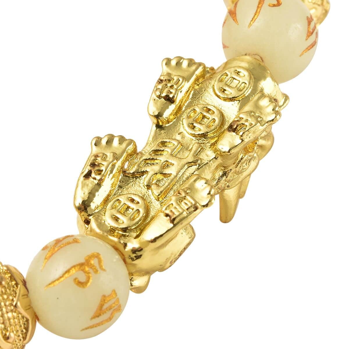 SHOP LC DELIVERING JOY Feng Shui Wealth Bracelet for Men Women, Beads Stretchable Good Luck Bracelet Gold Plated Dragon Lucky 6.50" Birthday Christmas Gifts for Women - Image 5