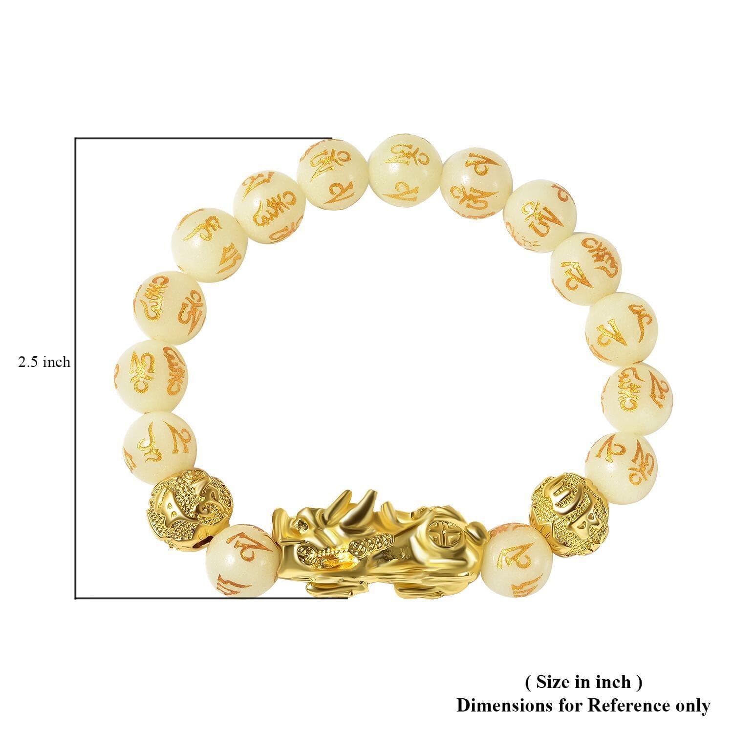 SHOP LC DELIVERING JOY Feng Shui Wealth Bracelet for Men Women, Beads Stretchable Good Luck Bracelet Gold Plated Dragon Lucky 6.50" Birthday Christmas Gifts for Women - Image 6