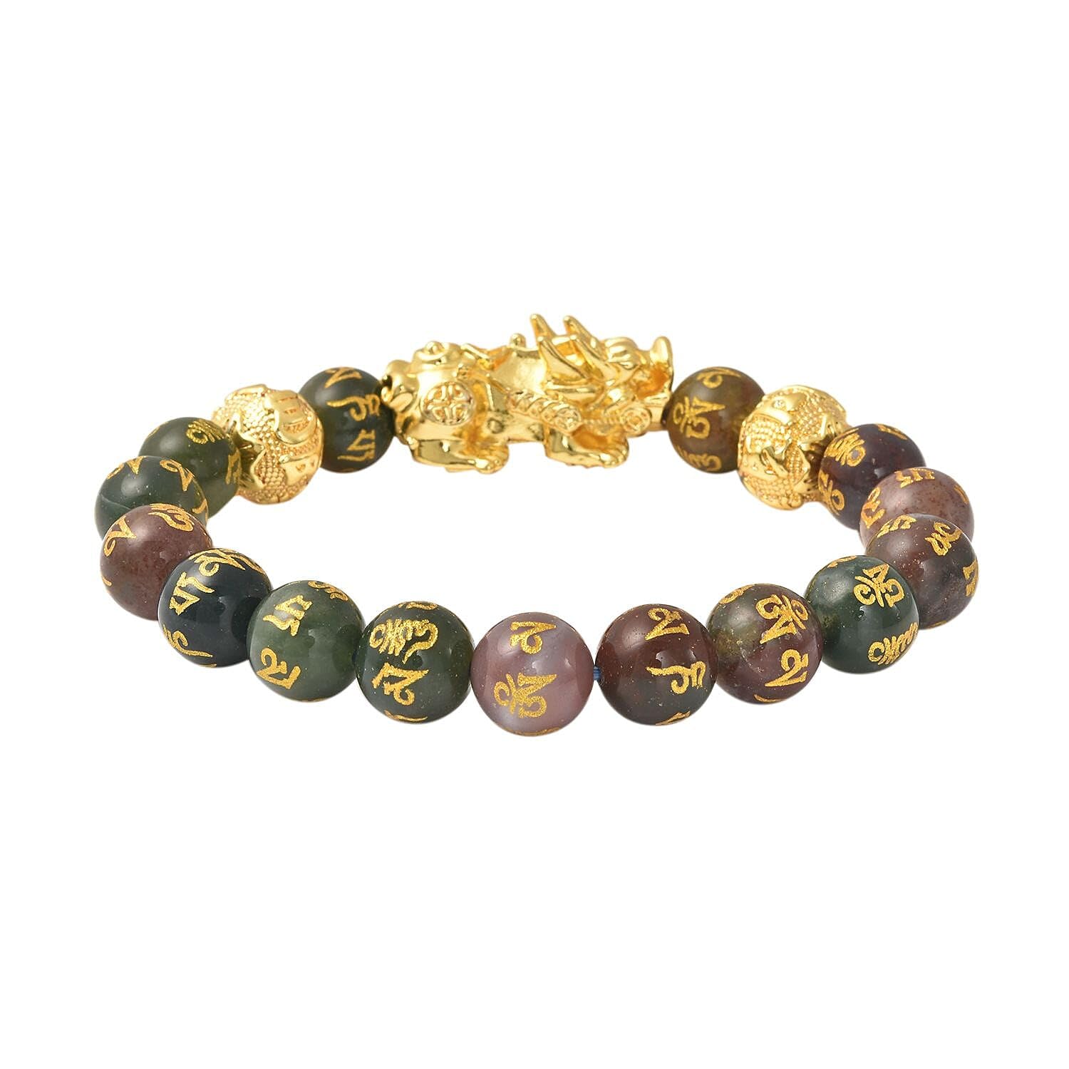 SHOP LC DELIVERING JOY Feng Shui Wealth Bracelet for Men Women, Beads Stretchable Good Luck Bracelet Gold Plated Dragon Lucky 6.50" Birthday Christmas Gifts for Women - Image 5
