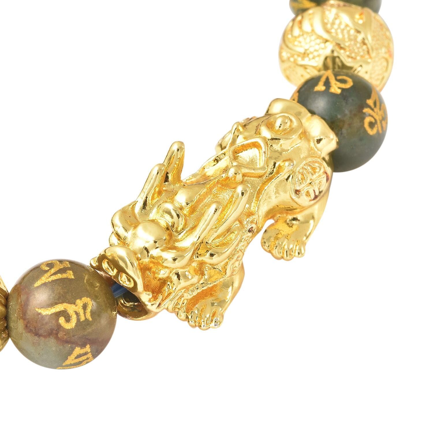 SHOP LC DELIVERING JOY Feng Shui Wealth Bracelet for Men Women, Beads Stretchable Good Luck Bracelet Gold Plated Dragon Lucky 6.50" Birthday Christmas Gifts for Women - Image 6