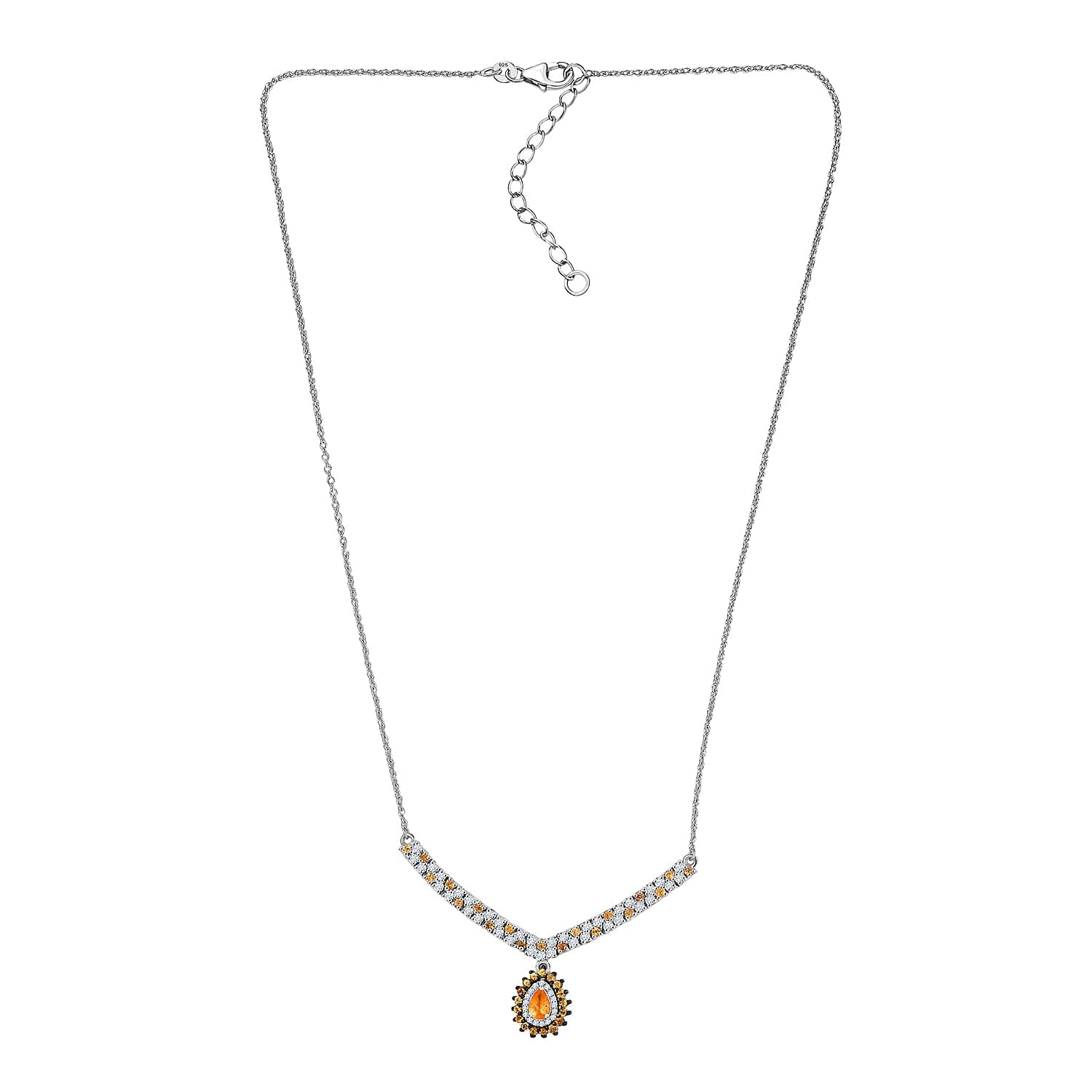 SHOP LC DELIVERING JOY Garnet and Moissanite 2.35 ctw Kindled Curve Necklace 18 Inches in Rhodium Over Sterling Silver Christmas Gifts - Image 3