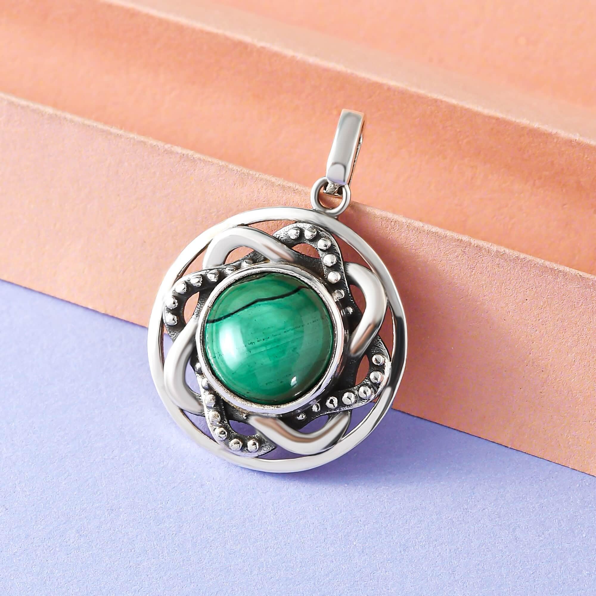 SHOP LC DELIVERING JOY Handmade Green Malachite Statement Pendant Necklace 925 Sterling Silver Women Jewelry Birthday Christmas Gifts for Women - Image 3