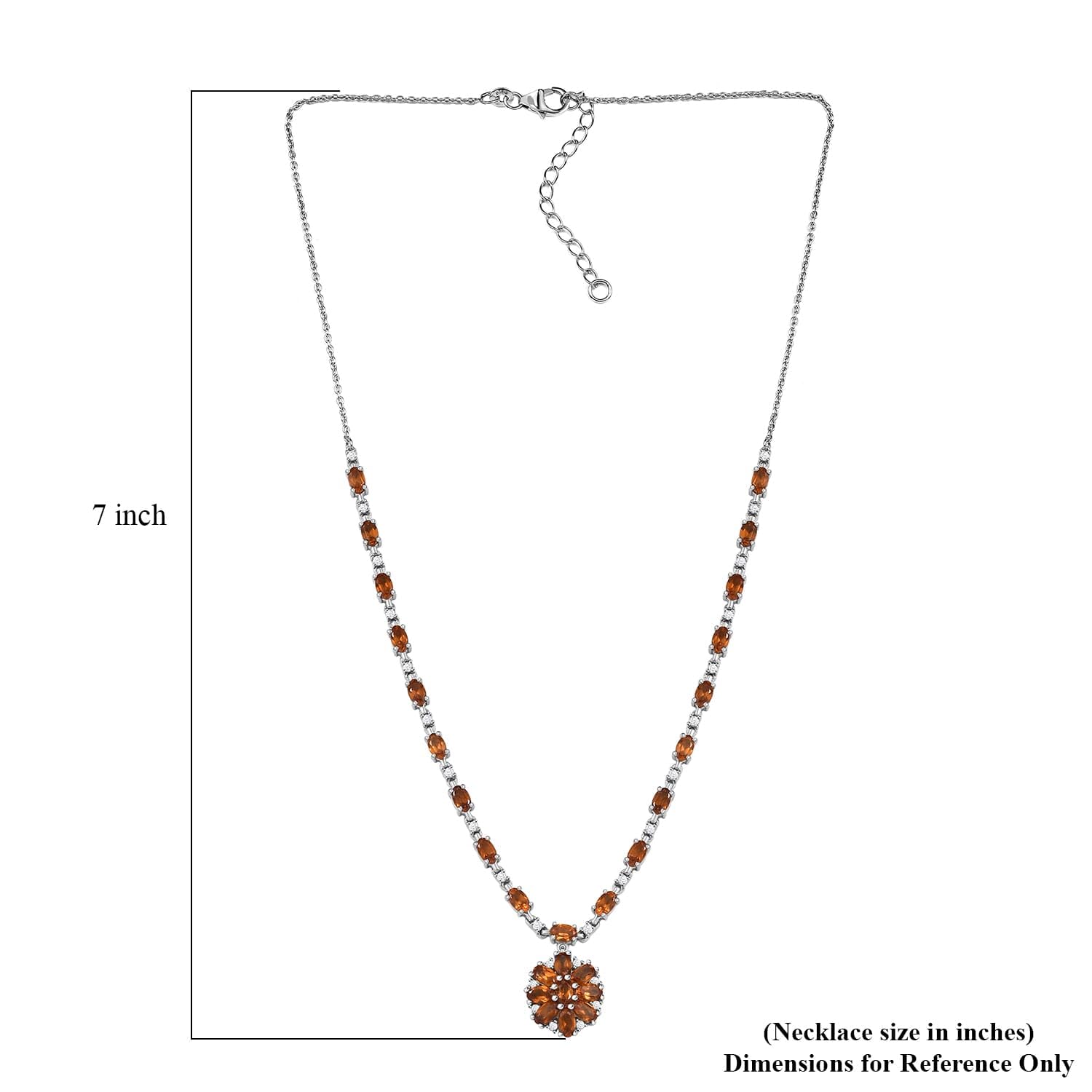 SHOP LC DELIVERING JOY Hessonite Garnet White Zircon 925 Sterling Silver Rhodium Plated Necklace for Women Jewelry Birthday Christmas Gifts Size 18" Ct 7.3 - Image 6