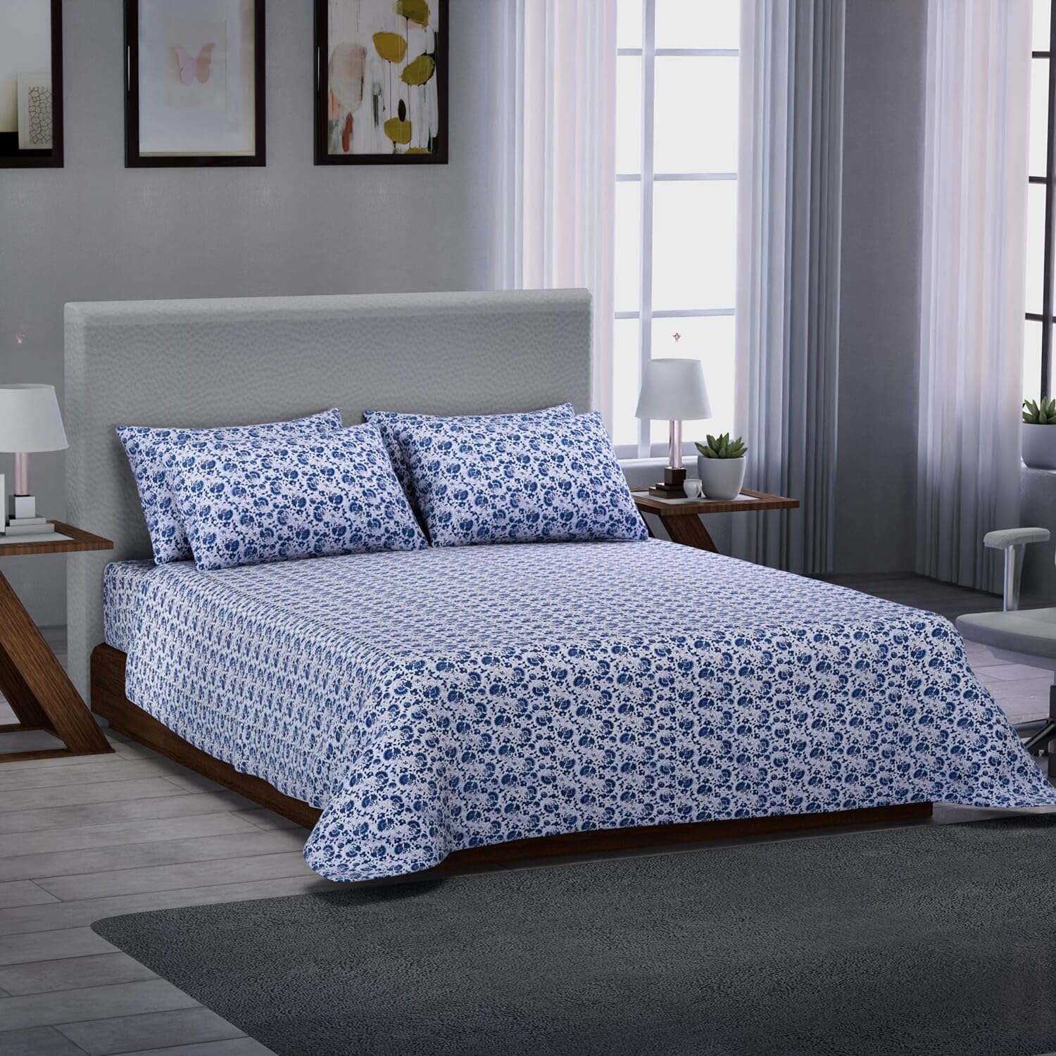 SHOP LC DELIVERING JOY HOMESMART Floral Print Pattern Microfiber 6 Pcs Sheet Set (with 14 Deep Pocket) -King Birthday