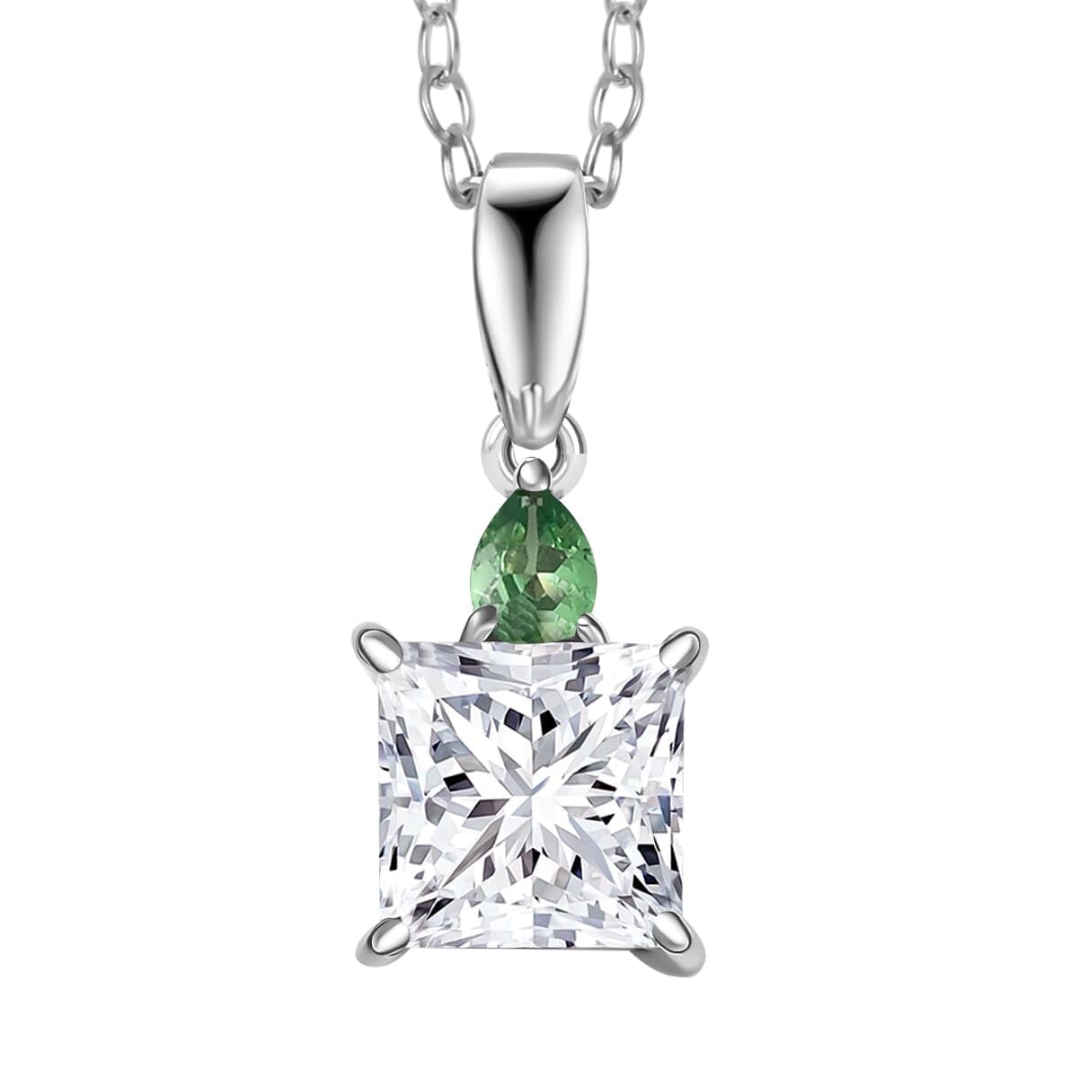 SHOP LC DELIVERING JOY IGI Certified Luxuriant Lab Grown Diamond E-F VS and Tsavorite Garnet 2.15 ctw Pendant Necklace in 950 Platinum 20 Inches Birthday Christmas Gifts