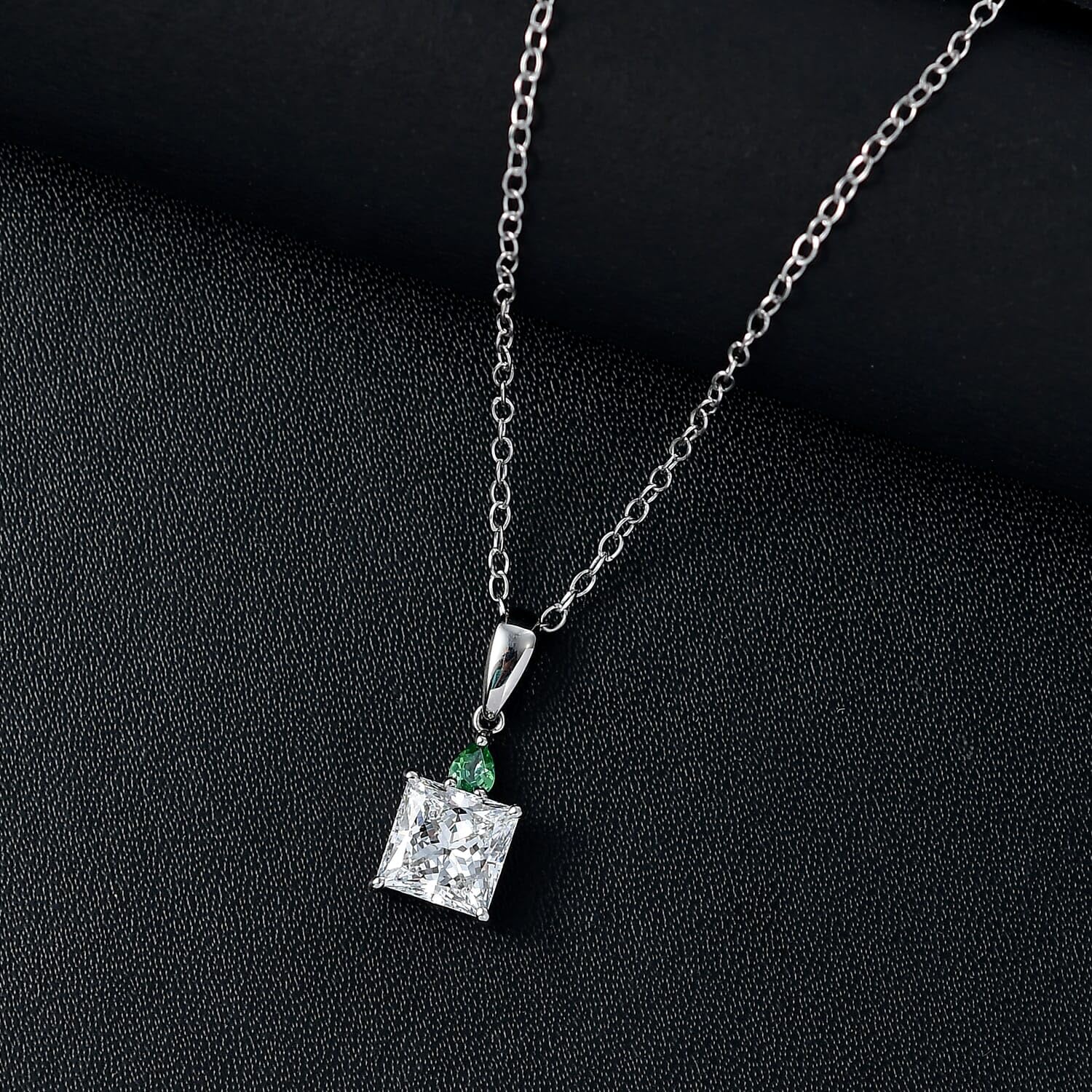 SHOP LC DELIVERING JOY IGI Certified Luxuriant Lab Grown Diamond E-F VS and Tsavorite Garnet 2.15 ctw Pendant Necklace in 950 Platinum 20 Inches Birthday Christmas Gifts - Image 2