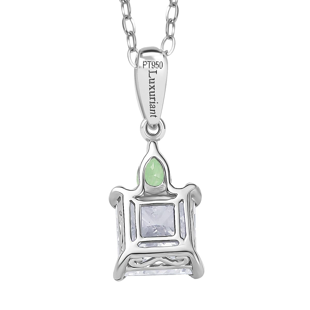 SHOP LC DELIVERING JOY IGI Certified Luxuriant Lab Grown Diamond E-F VS and Tsavorite Garnet 2.15 ctw Pendant Necklace in 950 Platinum 20 Inches Birthday Christmas Gifts - Image 5