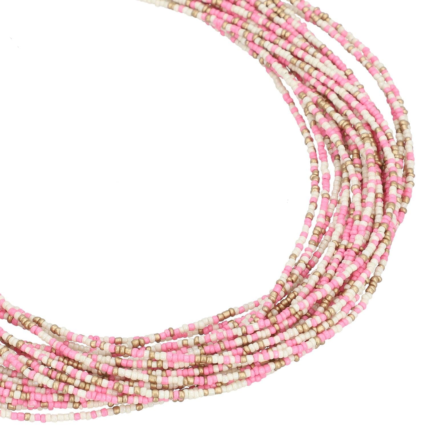 SHOP LC DELIVERING JOY Knotted Glass Seed Bead Beaded Goldtone Necklace for Women Jewelry Size 17" Boho Western Birthday Christmas Gifts - Image 3