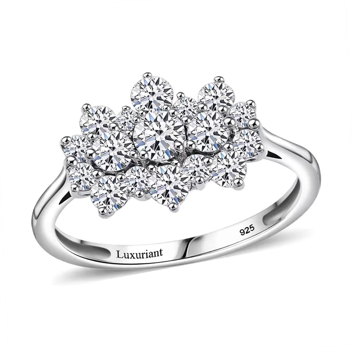 SHOP LC DELIVERING JOY Lab Grown White Diamond 925 Sterling Silver Rhodium Plated Ring for Women Jewelry Birthday Christmas Gifts Size 9 Ct 1 G-H Color SI Clarity