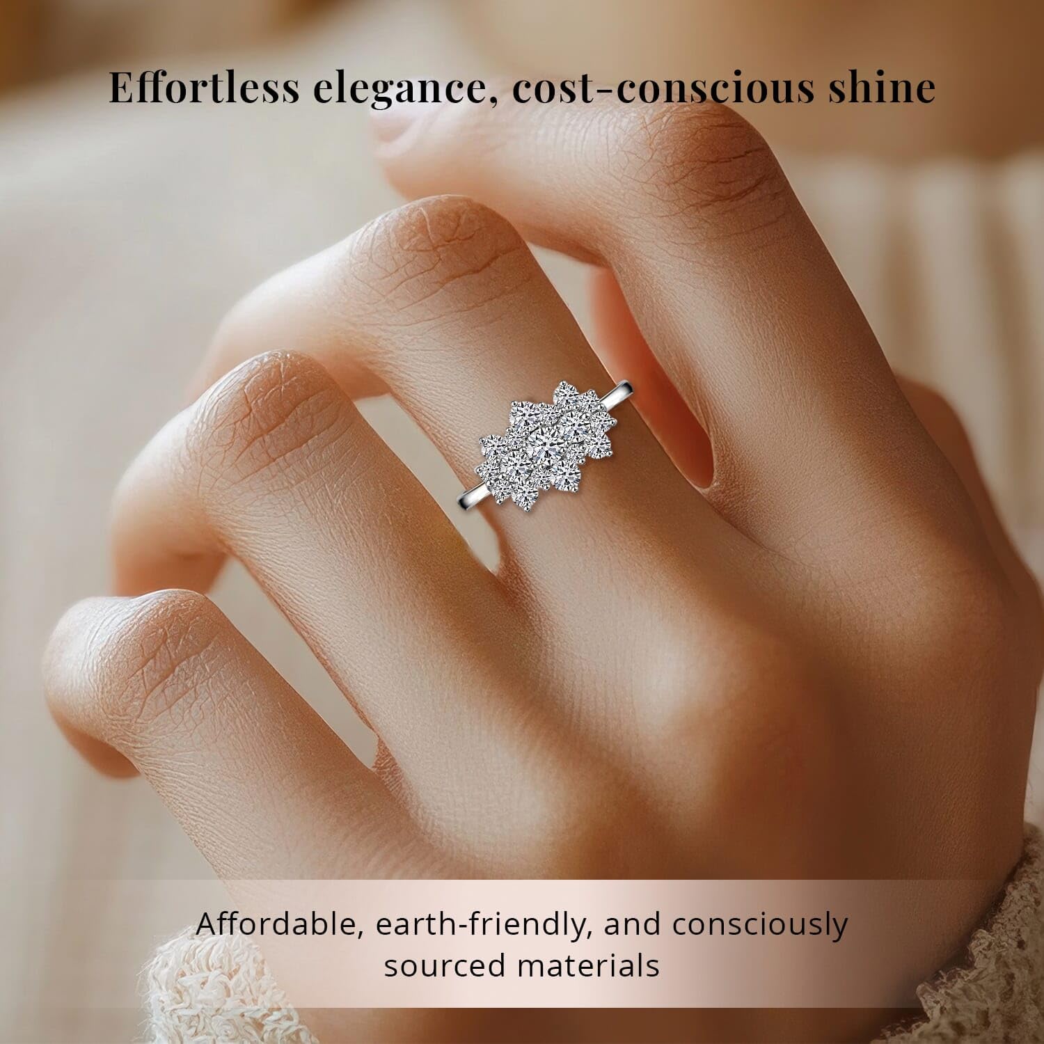 SHOP LC DELIVERING JOY Lab Grown White Diamond 925 Sterling Silver Rhodium Plated Ring for Women Jewelry Birthday Christmas Gifts Size 9 Ct 1 G-H Color SI Clarity - Image 2