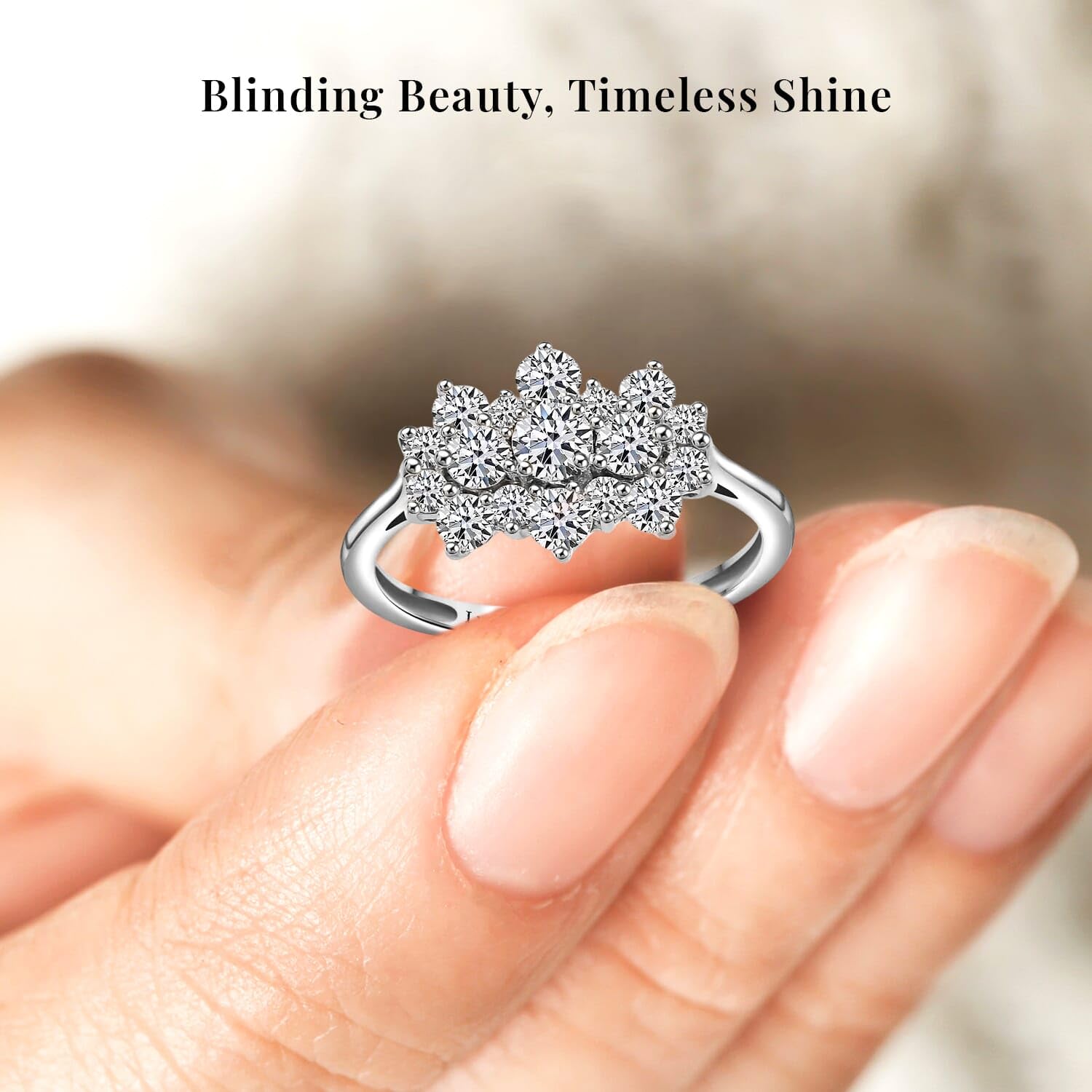 SHOP LC DELIVERING JOY Lab Grown White Diamond 925 Sterling Silver Rhodium Plated Ring for Women Jewelry Birthday Christmas Gifts Size 7 Ct 1 G-H Color SI Clarity - Image 5