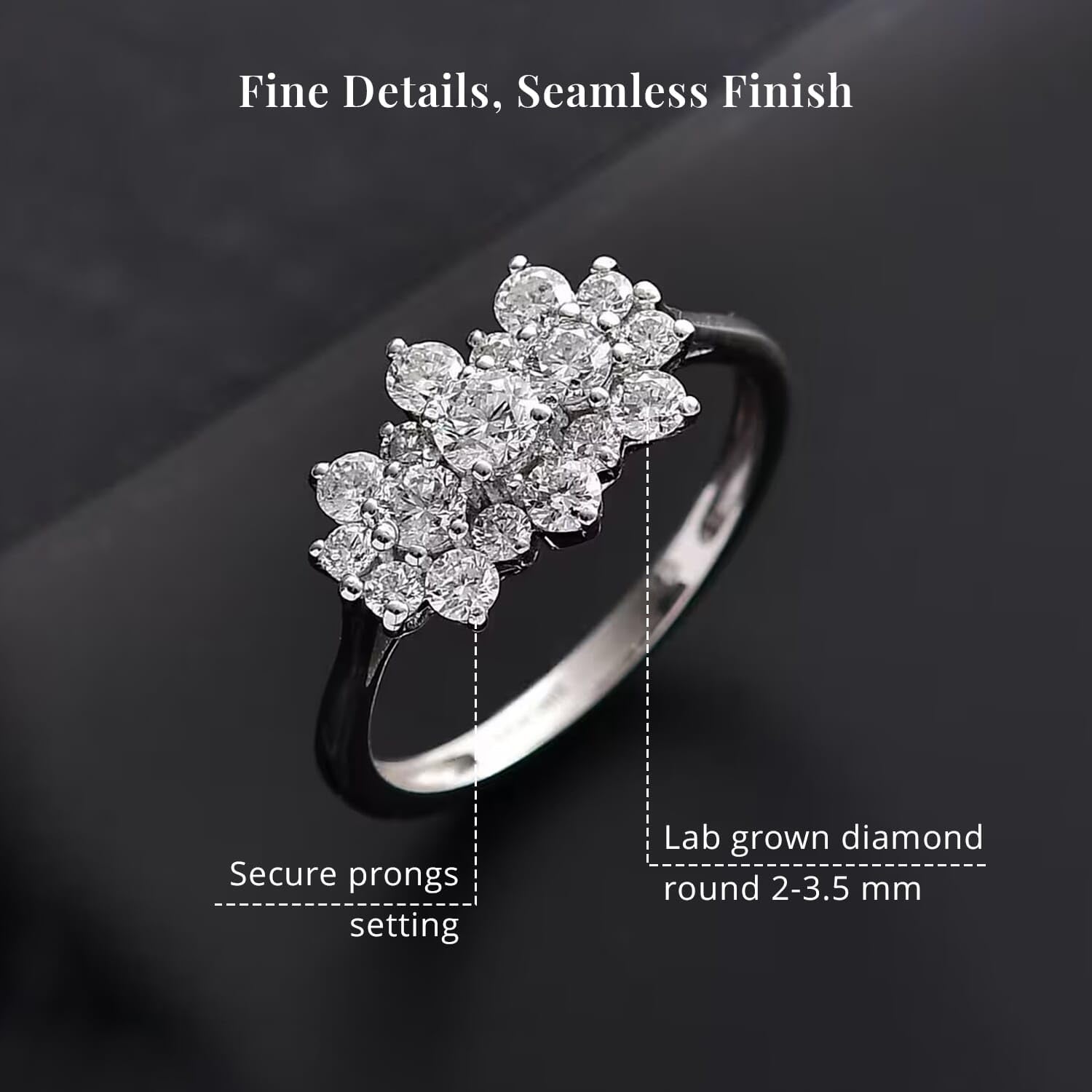 SHOP LC DELIVERING JOY Lab Grown White Diamond 925 Sterling Silver Rhodium Plated Ring for Women Jewelry Birthday Christmas Gifts Size 9 Ct 1 G-H Color SI Clarity - Image 5