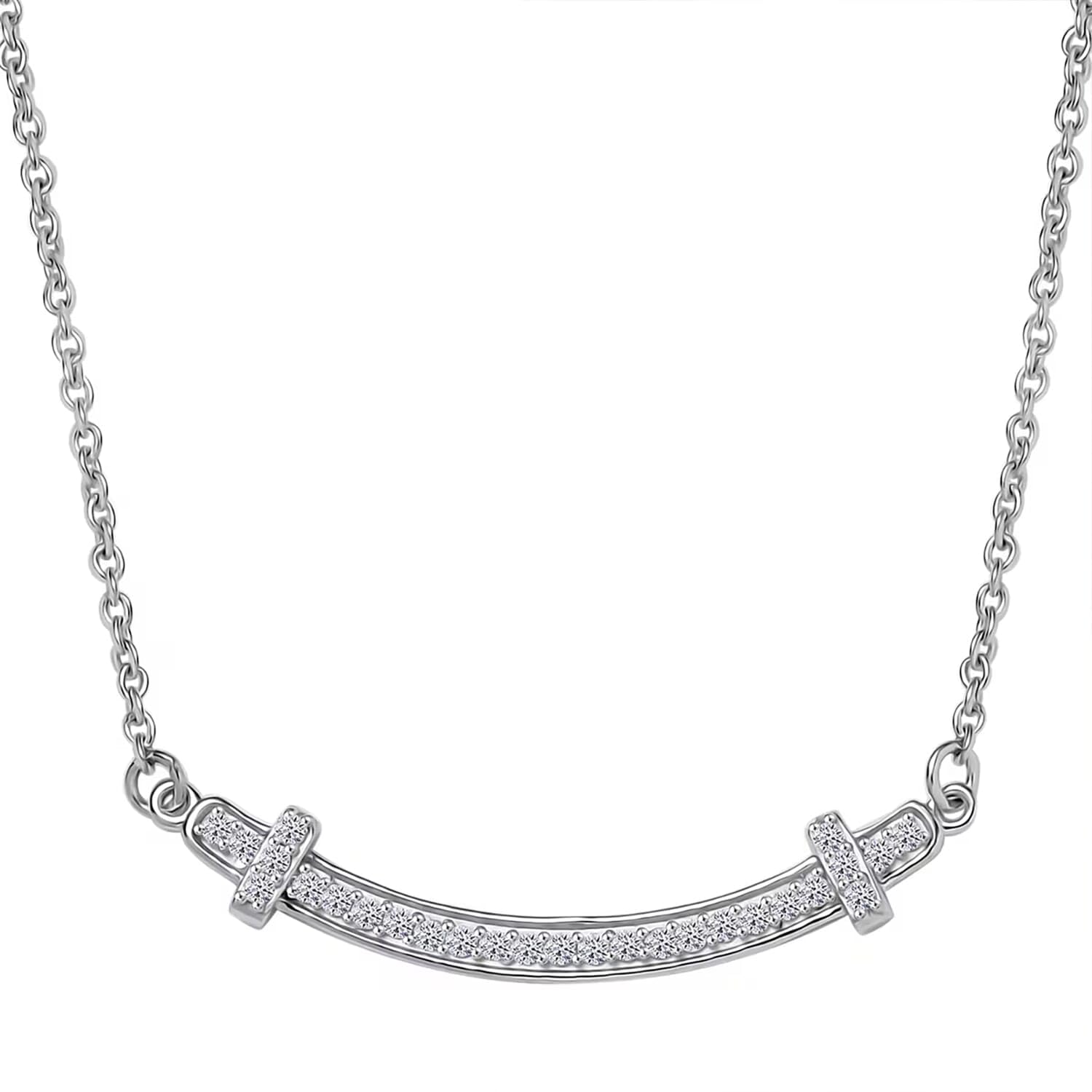 SHOP LC DELIVERING JOY Lab Grown White Diamond Rhodium Plated 925 Sterling Silver Necklace for Women Jewelry Birthday Christmas Gifts Size 18 Inches Ct 0.3