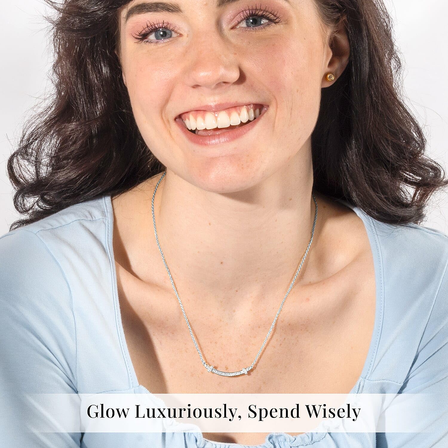 SHOP LC DELIVERING JOY Lab Grown White Diamond Rhodium Plated 925 Sterling Silver Necklace for Women Jewelry Birthday Christmas Gifts Size 18 Inches Ct 0.3 - Image 2