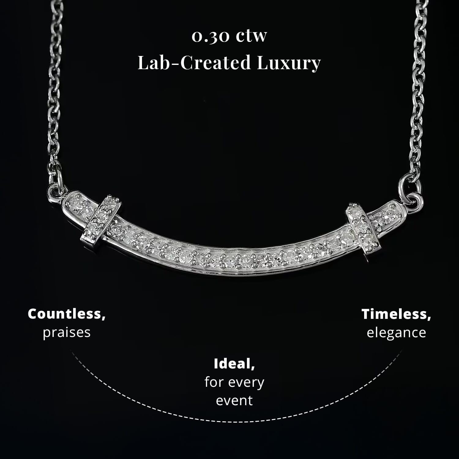 SHOP LC DELIVERING JOY Lab Grown White Diamond Rhodium Plated 925 Sterling Silver Necklace for Women Jewelry Birthday Christmas Gifts Size 18 Inches Ct 0.3 - Image 3