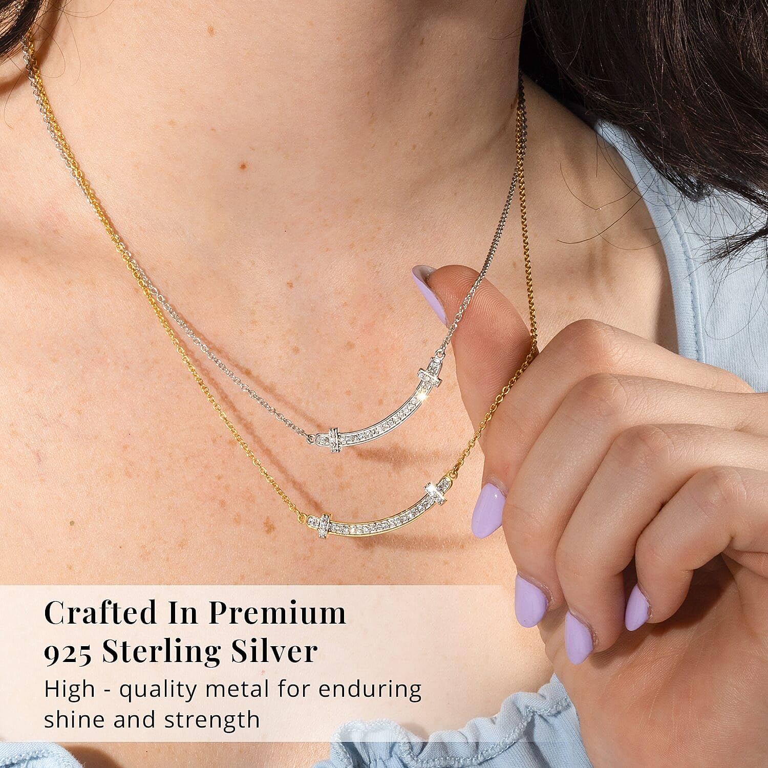 SHOP LC DELIVERING JOY Lab Grown White Diamond Rhodium Plated 925 Sterling Silver Necklace for Women Jewelry Birthday Christmas Gifts Size 18 Inches Ct 0.3 - Image 5