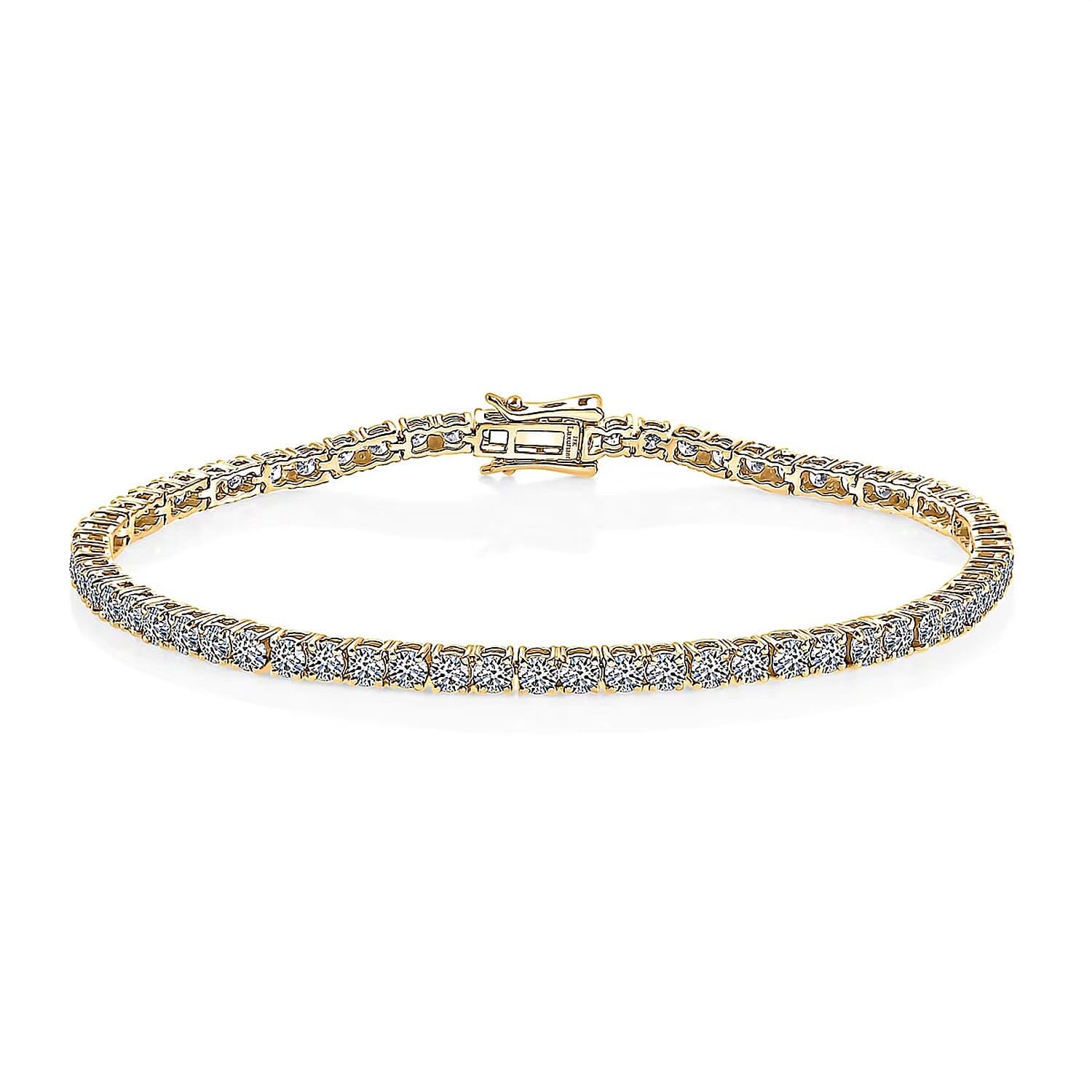 SHOP LC DELIVERING JOY Lab Grown White Diamond Round 925 Sterling Silver 18K Vermeil Yellow Gold Plated Tennis Bracelet for Women Jewelry Birthday Christmas Gifts Size 7.25" Ct 3 E-F Color VS Clarity