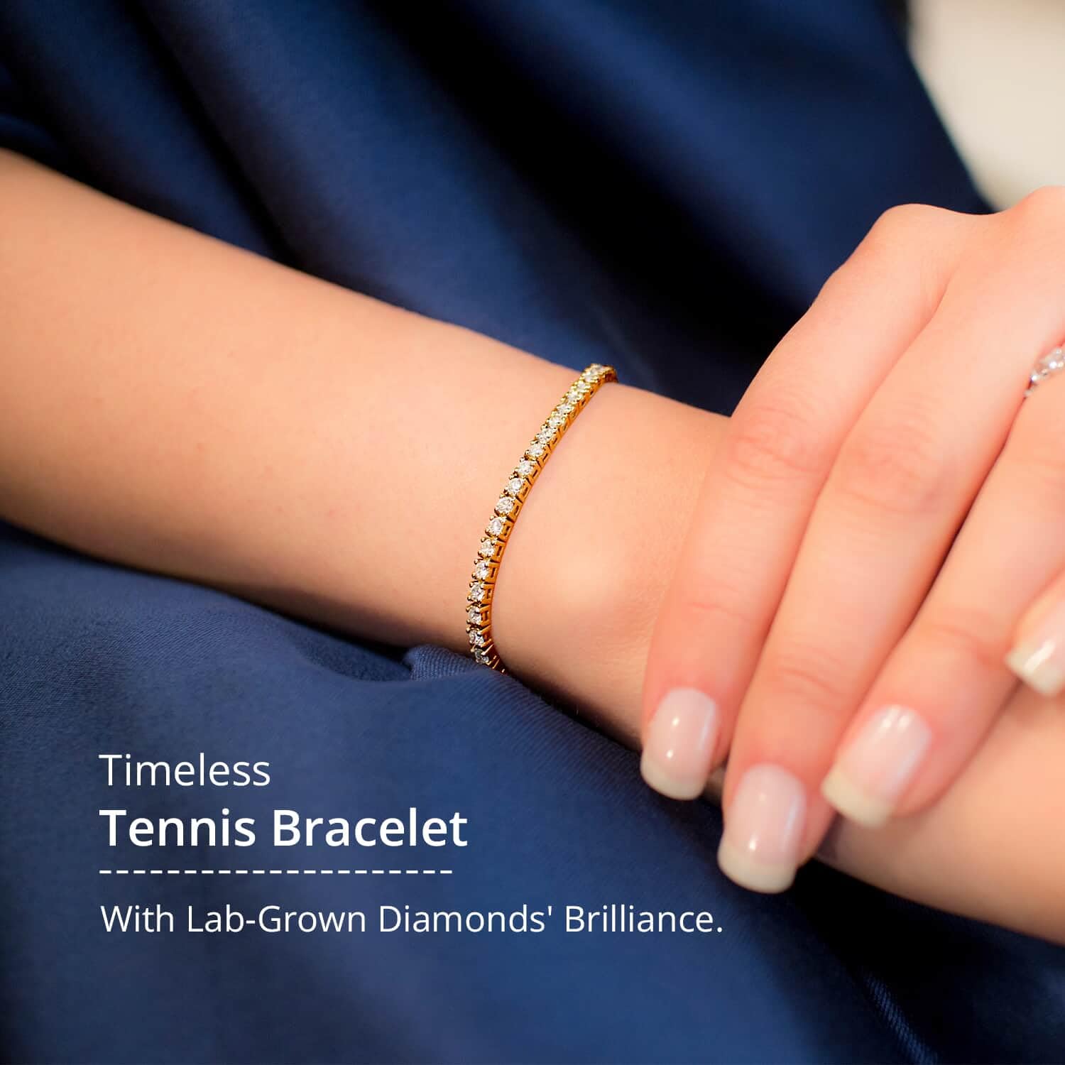 SHOP LC DELIVERING JOY Lab Grown White Diamond Round 925 Sterling Silver 18K Vermeil Yellow Gold Plated Tennis Bracelet for Women Jewelry Birthday Christmas Gifts Size 7.25" Ct 3 E-F Color VS Clarity - Image 2