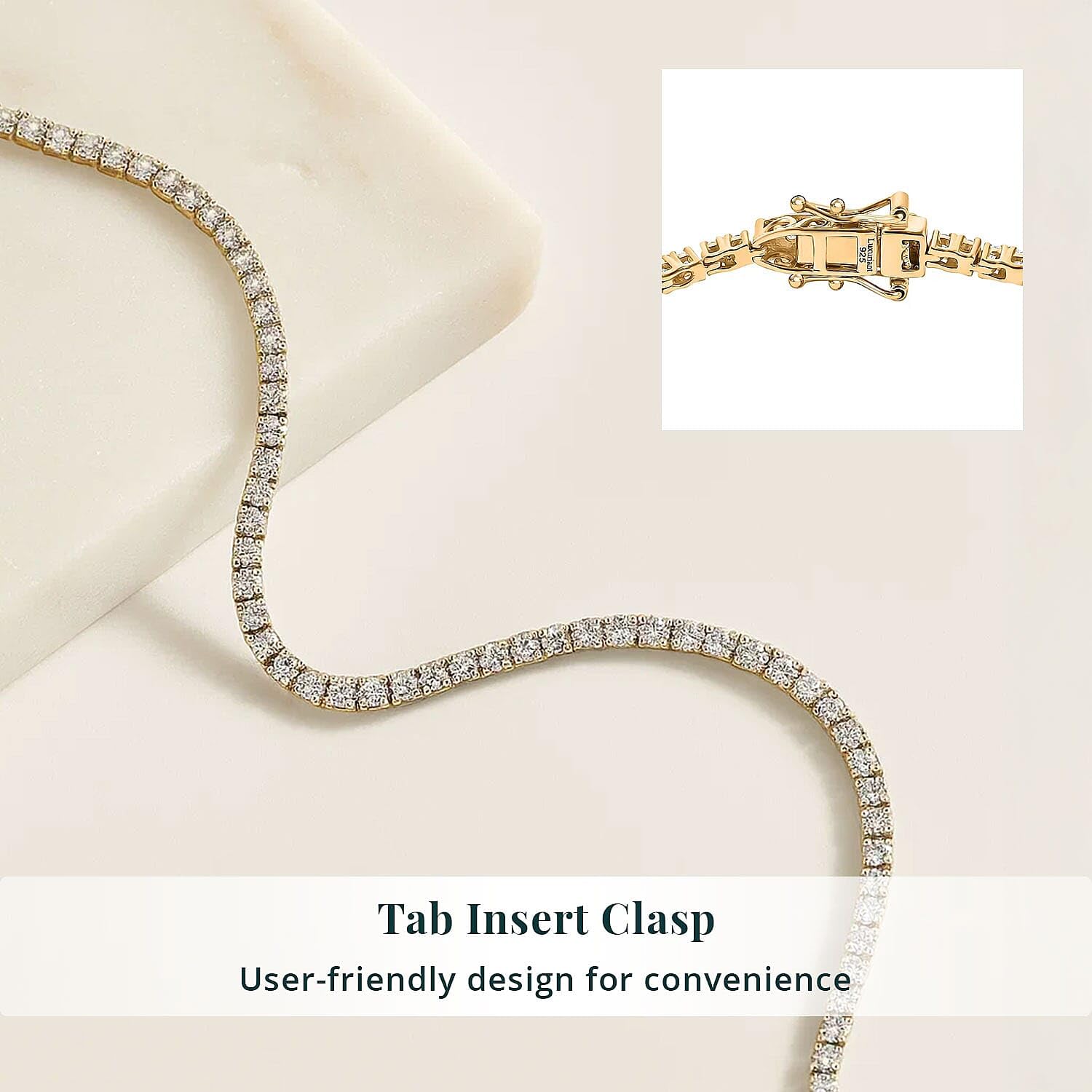 SHOP LC DELIVERING JOY Lab Grown White Diamond Round 925 Sterling Silver 18K Vermeil Yellow Gold Plated Tennis Bracelet for Women Jewelry Birthday Christmas Gifts Size 7.25" Ct 3 E-F Color VS Clarity - Image 6