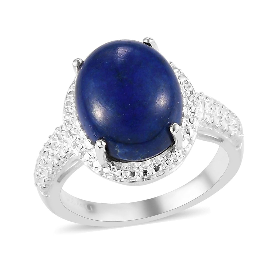 SHOP LC DELIVERING JOY Lapis Lazuli Ring for Women 925 Sterling Silver Rings Statement Jewelry Ctw 5.5 Birthday Christmas Gifts for Women