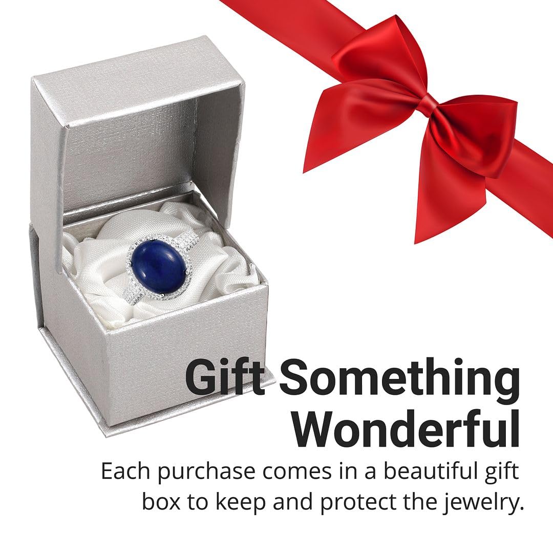SHOP LC DELIVERING JOY Lapis Lazuli Ring for Women 925 Sterling Silver Rings Statement Jewelry Ctw 5.5 Birthday Christmas Gifts for Women - Image 6