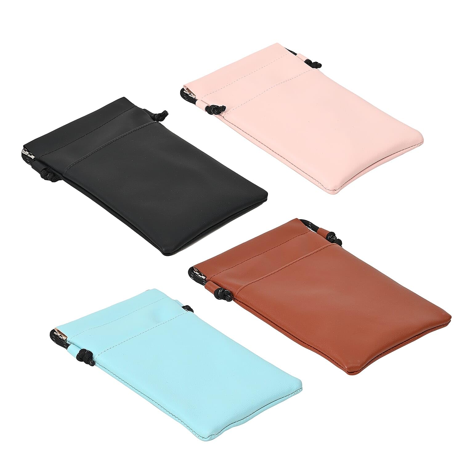 SHOP LC DELIVERING JOY Livmore Set of 4 Black, Pink, Blue and Brown Faux Leather Pouch with Cort - Image 2