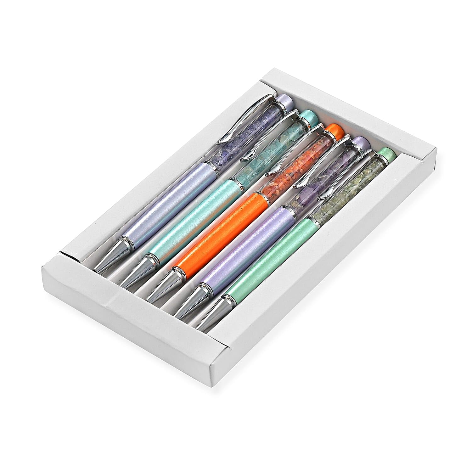 SHOP LC DELIVERING JOY Livmore Set Of 5 Amythyst, Green Apatite, Fire Opal, Tanzanite and Blue Apatite Gemstone Pen - Image 4