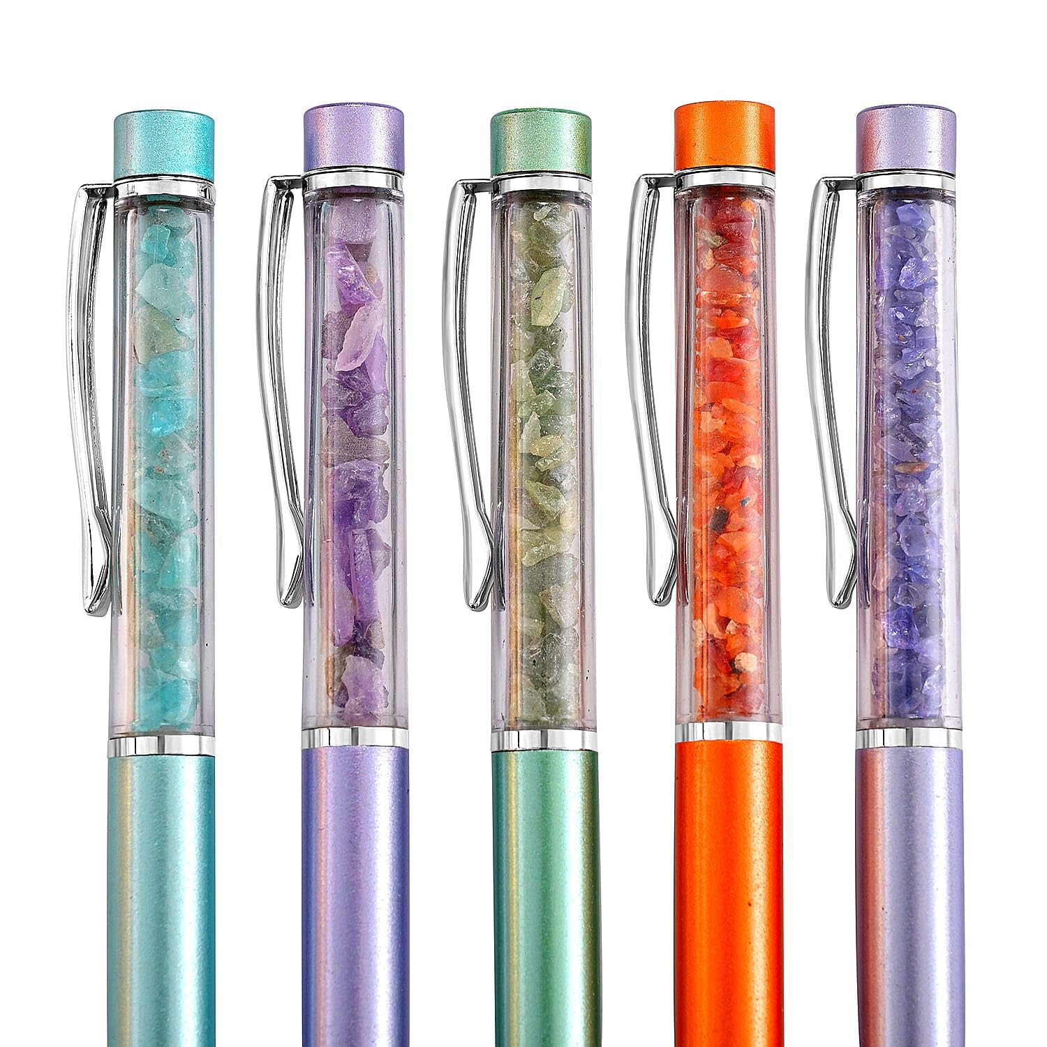 SHOP LC DELIVERING JOY Livmore Set Of 5 Amythyst, Green Apatite, Fire Opal, Tanzanite and Blue Apatite Gemstone Pen - Image 5