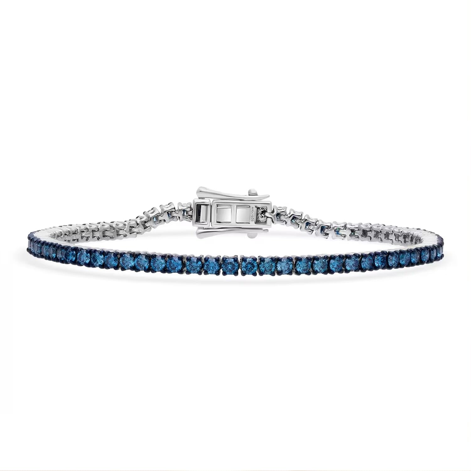 SHOP LC DELIVERING JOY Luxuriant Lab Grown Blue Diamond SI 3.00 Ct Frozen Grace Bracelet in Rhodium Plated Sterling Silver 7.25 In Birthday Christmas Gifts