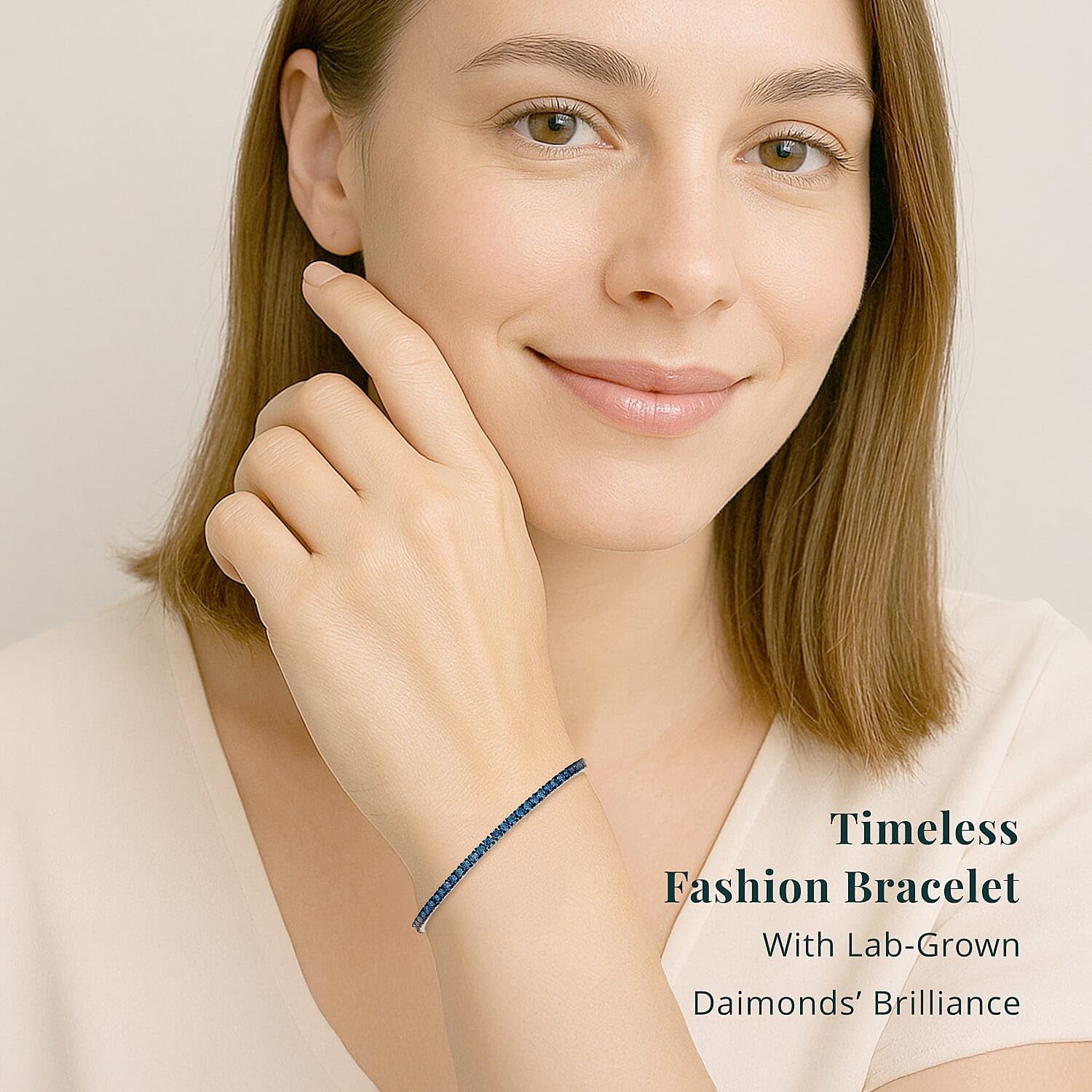 SHOP LC DELIVERING JOY Luxuriant Lab Grown Blue Diamond SI 3.00 Ct Frozen Grace Bracelet in Rhodium Plated Sterling Silver 7.25 In Birthday Christmas Gifts - Image 2