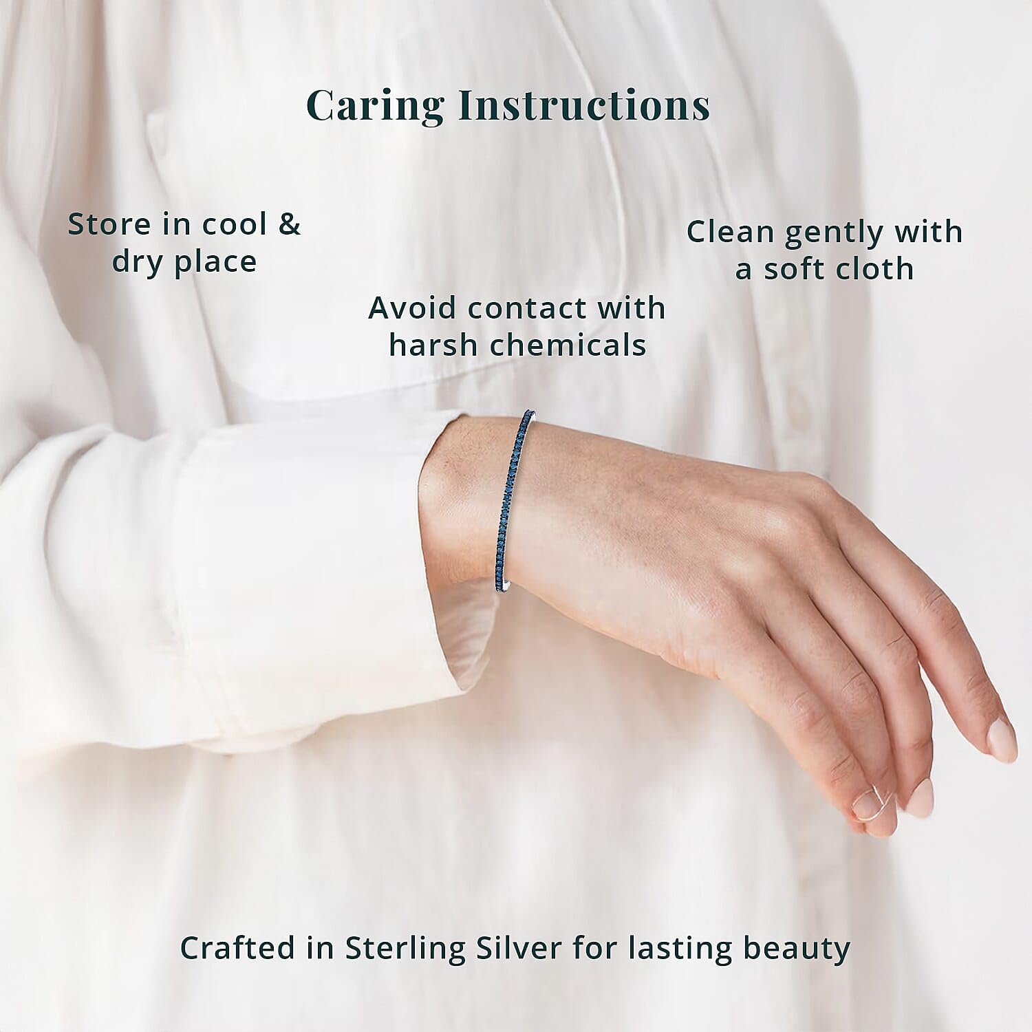 SHOP LC DELIVERING JOY Luxuriant Lab Grown Blue Diamond SI 3.00 Ct Frozen Grace Bracelet in Rhodium Plated Sterling Silver 7.25 In Birthday Christmas Gifts - Image 5