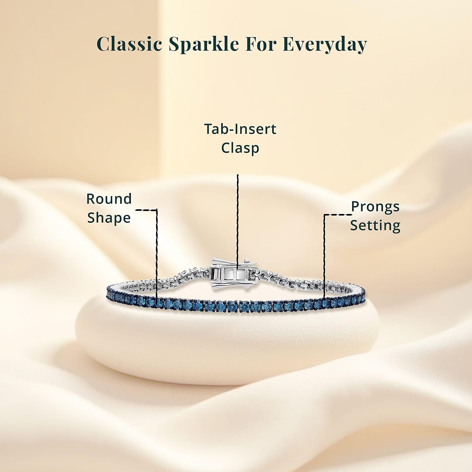 SHOP LC DELIVERING JOY Luxuriant Lab Grown Blue Diamond SI 3.00 Ct Frozen Grace Bracelet in Rhodium Plated Sterling Silver 7.25 In Birthday Christmas Gifts - Image 6