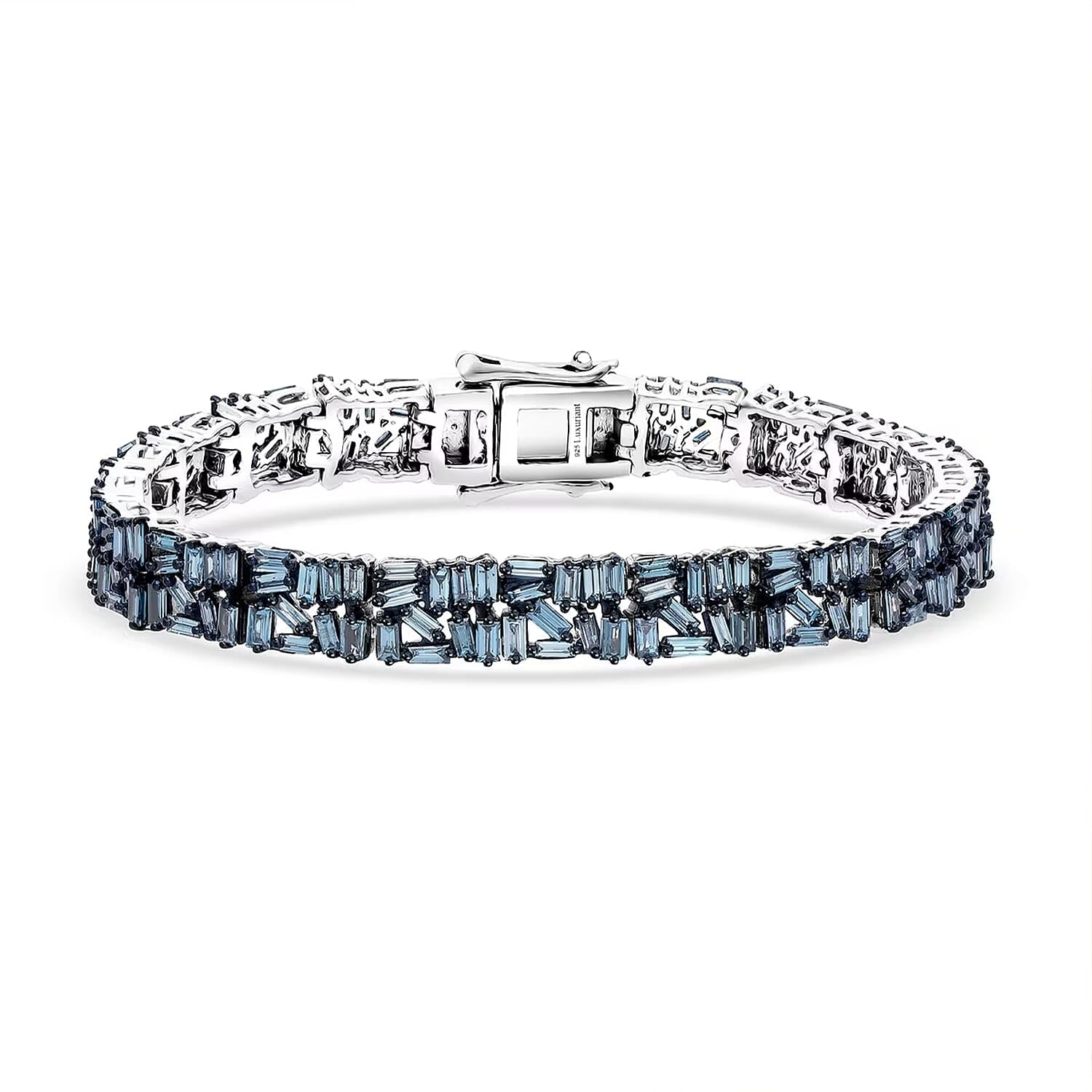 SHOP LC DELIVERING JOY Luxuriant Lab Grown Blue Diamond SI 5.00 Ct Bracelet in Rhodium Plated Sterling Silver 6.50 In Birthday Christmas Gifts