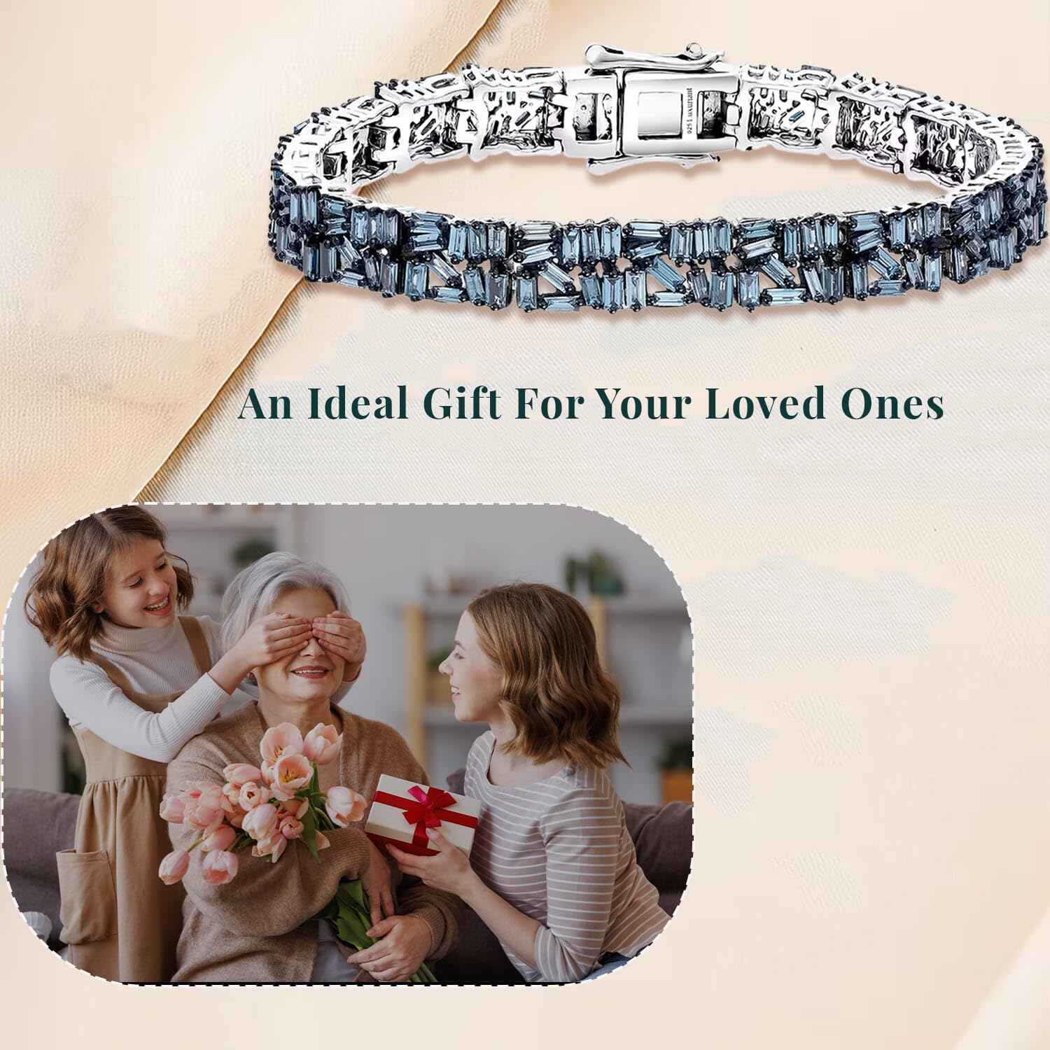 SHOP LC DELIVERING JOY Luxuriant Lab Grown Blue Diamond SI 5.00 Ct Bracelet in Rhodium Plated Sterling Silver 6.50 In Birthday Christmas Gifts - Image 3