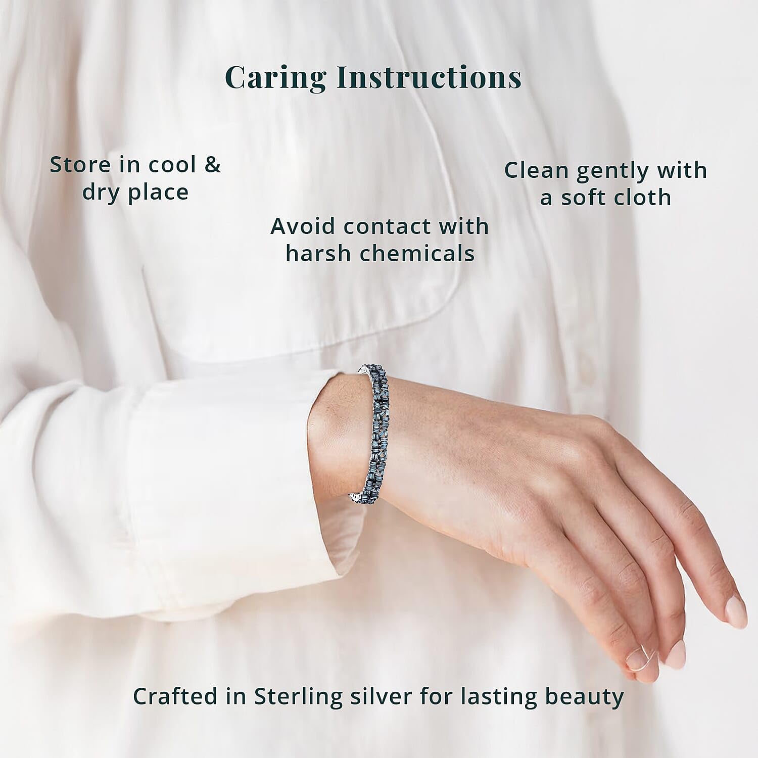 SHOP LC DELIVERING JOY Luxuriant Lab Grown Blue Diamond SI 5.00 Ct Bracelet in Rhodium Plated Sterling Silver 6.50 In Birthday Christmas Gifts - Image 5