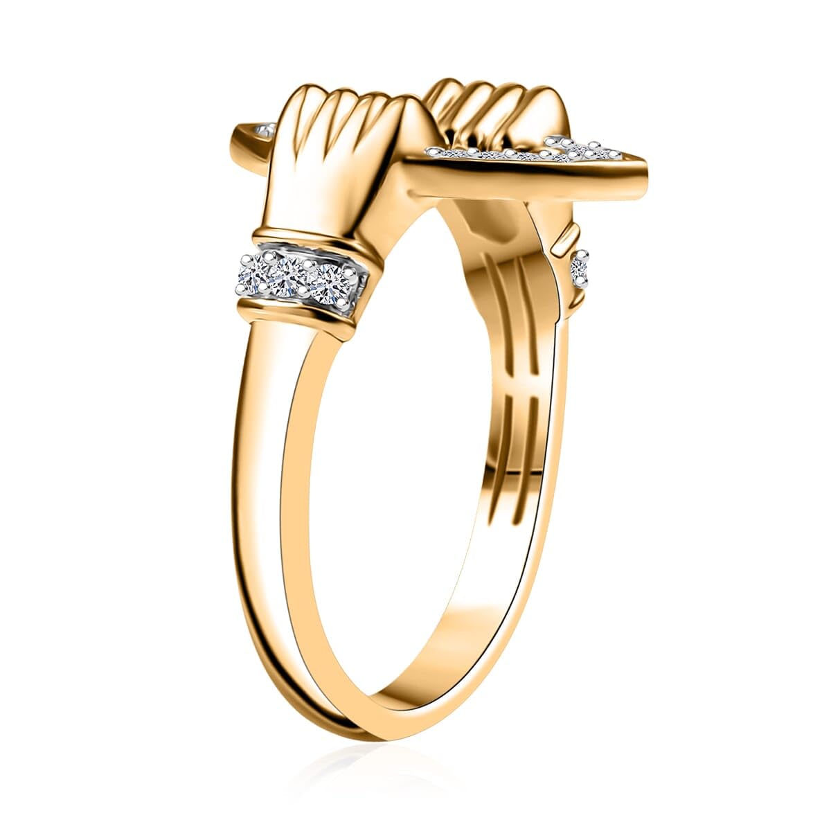 SHOP LC DELIVERING JOY Luxuriant Lab Grown Diamond G-H, SI 0.25 Ct Embrace of Love Ring in 18 K Vermeil Yellow Gold Plated Sterling Silver Size 7 Birthday Christmas Gifts - Image 4