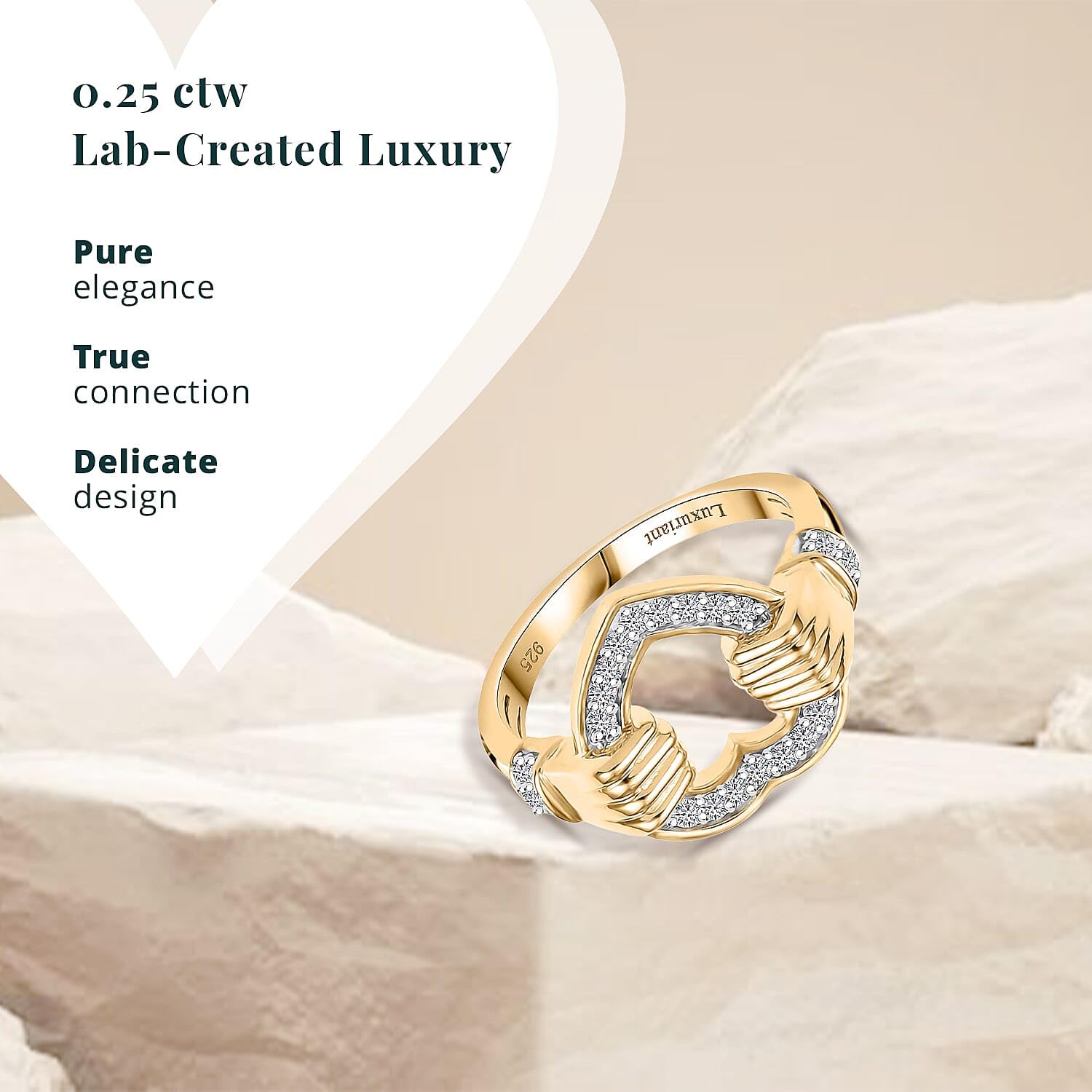 SHOP LC DELIVERING JOY Luxuriant Lab Grown Diamond G-H, SI 0.25 Ct Embrace of Love Ring in 18 K Vermeil Yellow Gold Plated Sterling Silver Size 7 Birthday Christmas Gifts - Image 5