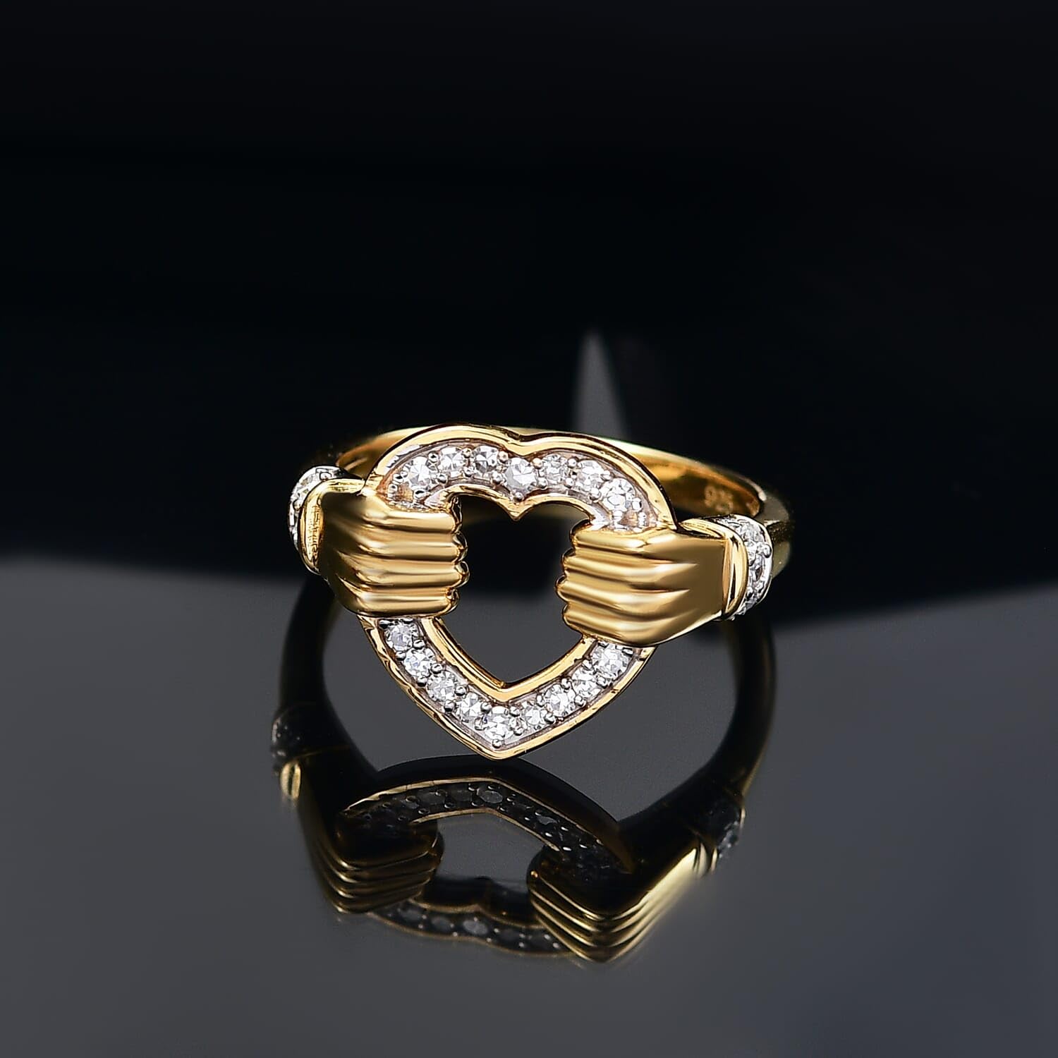 SHOP LC DELIVERING JOY Luxuriant Lab Grown Diamond G-H, SI 0.25 Ct Embrace of Love Ring in 18 K Vermeil Yellow Gold Plated Sterling Silver Size 5 Birthday Gifts - Image 2