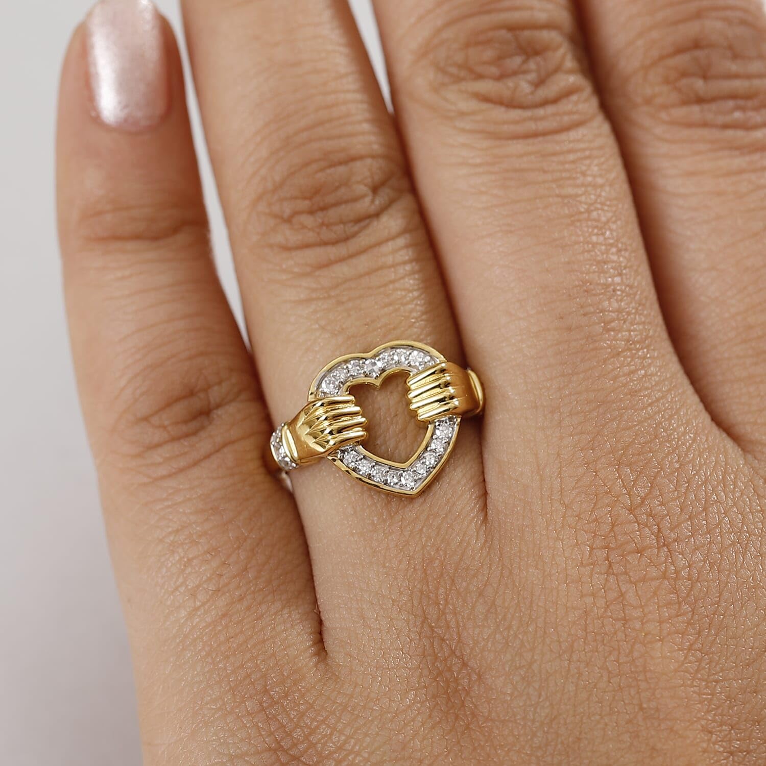SHOP LC DELIVERING JOY Luxuriant Lab Grown Diamond G-H, SI 0.25 Ct Embrace of Love Ring in 18 K Vermeil Yellow Gold Plated Sterling Silver Size 5 Birthday Gifts - Image 3