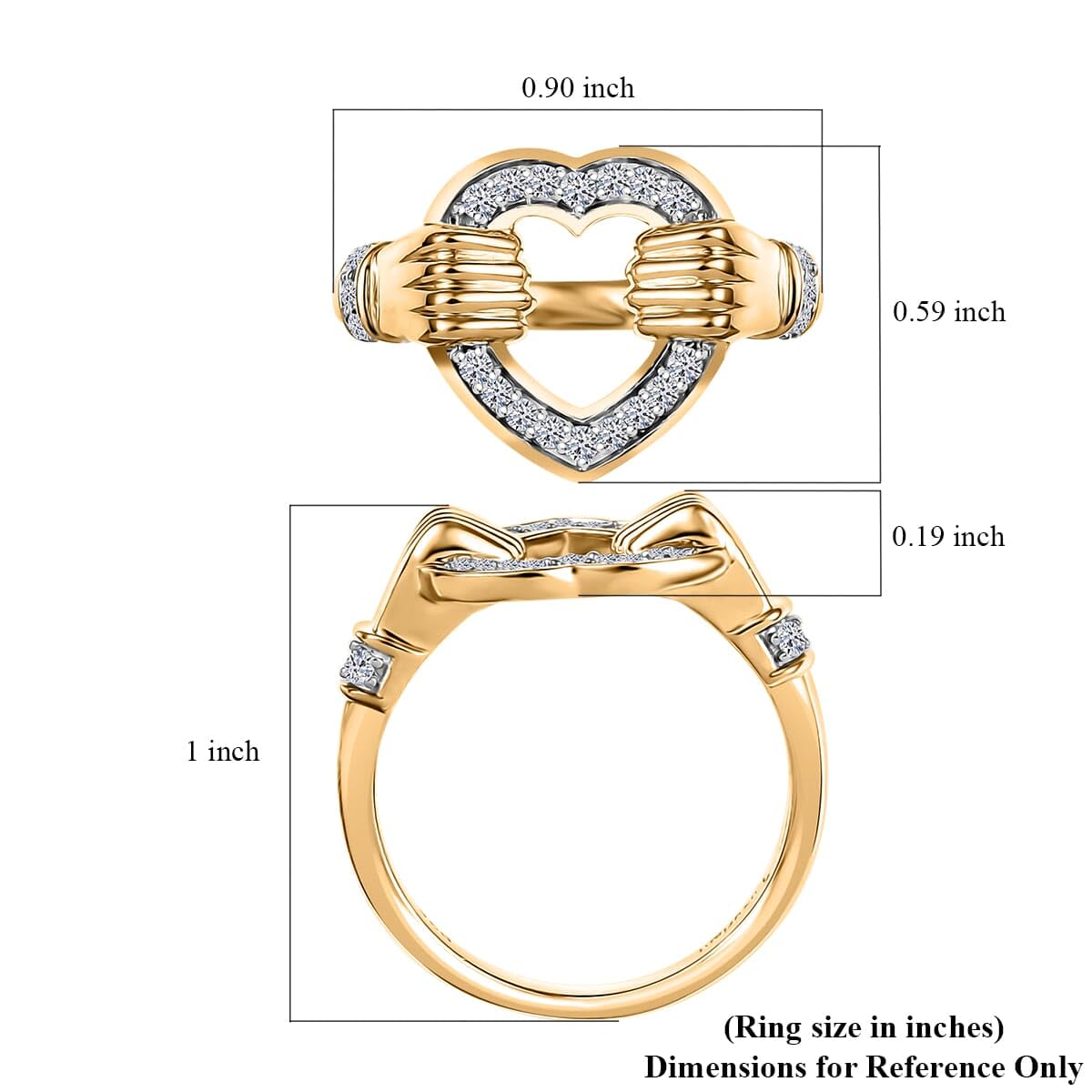 SHOP LC DELIVERING JOY Luxuriant Lab Grown Diamond G-H, SI 0.25 Ct Embrace of Love Ring in 18 K Vermeil Yellow Gold Plated Sterling Silver Size 5 Birthday Gifts - Image 5