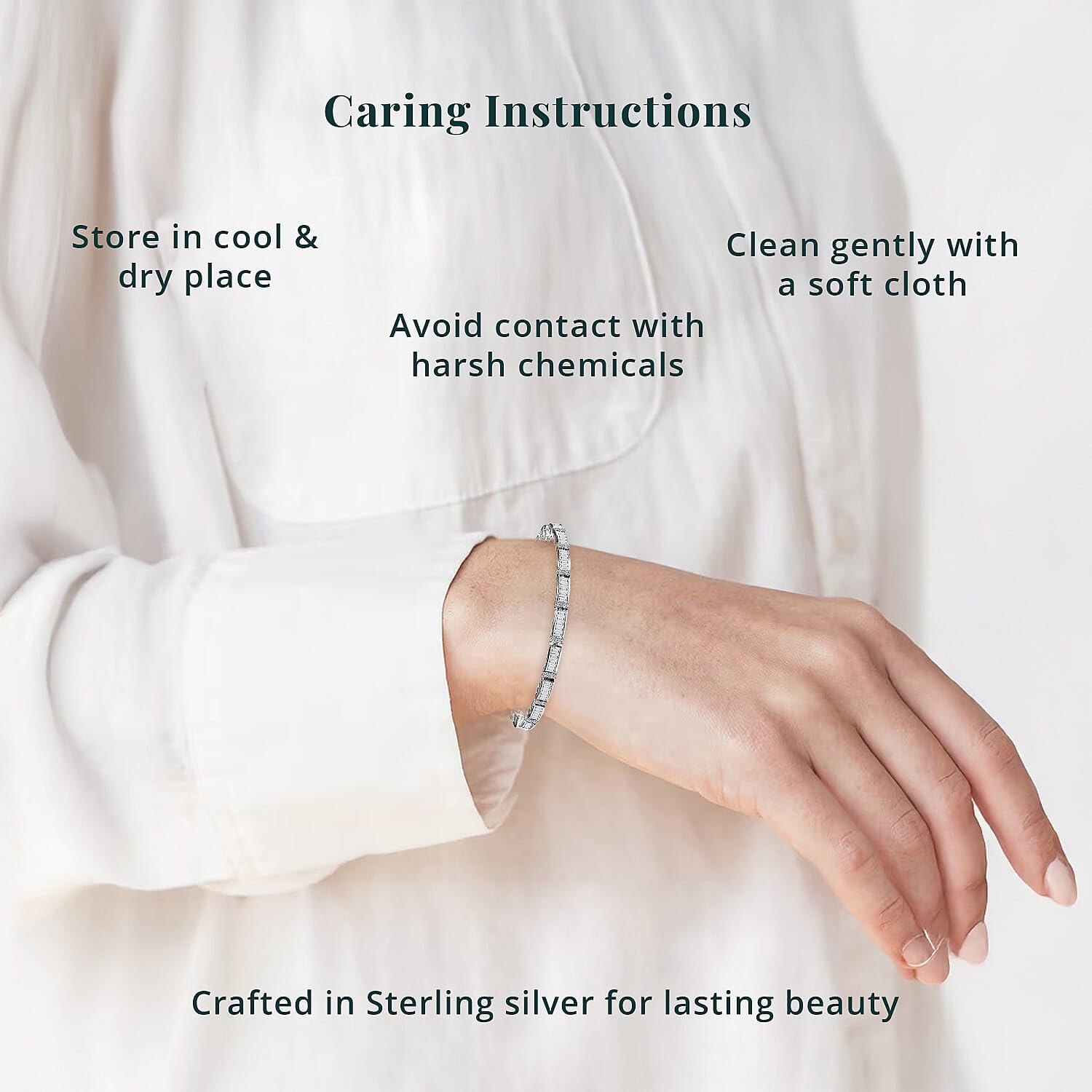 SHOP LC DELIVERING JOY Luxuriant Lab Grown Diamond G-H SI 4.00 Ct Art Deco Bracelet in Rhodium Plated Sterling Silver 7.25 In Birthday Christmas Gifts