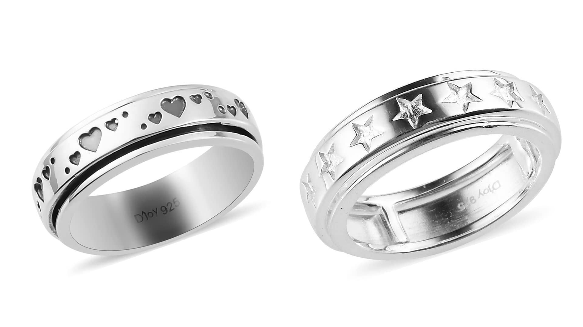 SHOP LC DELIVERING JOY Mens Womens Spinner Band Ring 925 Sterling Silver Statement Boho Handmade Stress Relieving Jewelry Gifts Size 9