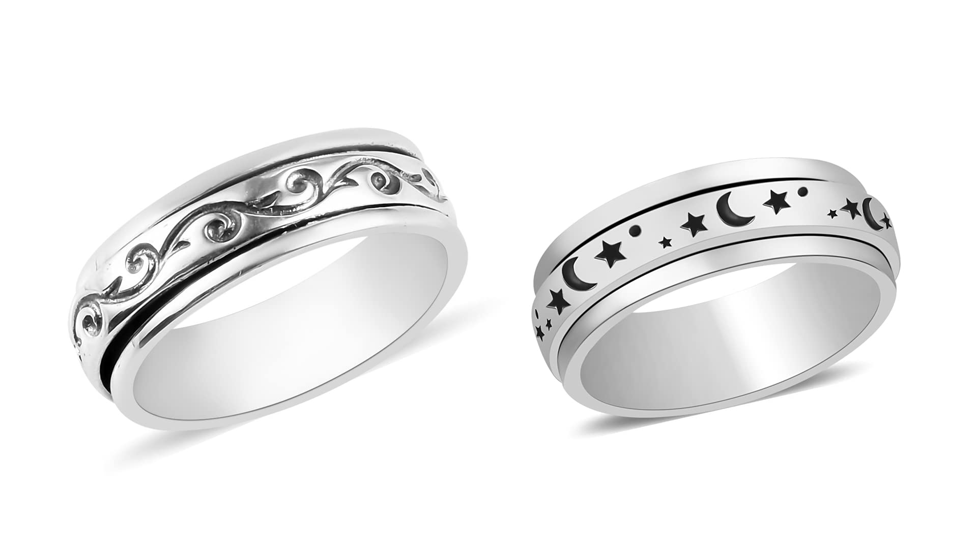 SHOP LC DELIVERING JOY Mens Womens Spinner Band Ring 925 Sterling Silver Statement Boho Handmade Stress Relieving Jewelry Gifts Size 10