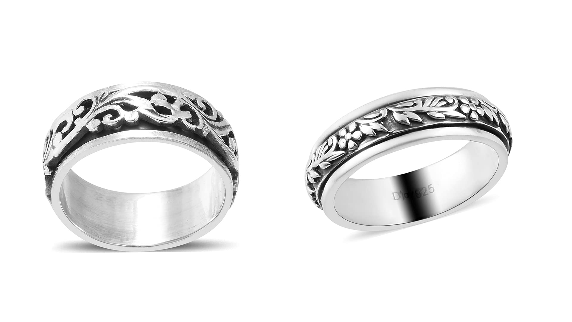 SHOP LC DELIVERING JOY Mens Womens Spinner Band Ring 925 Sterling Silver Statement Boho Handmade Jewelry Gifts Stress Relieving Size 10